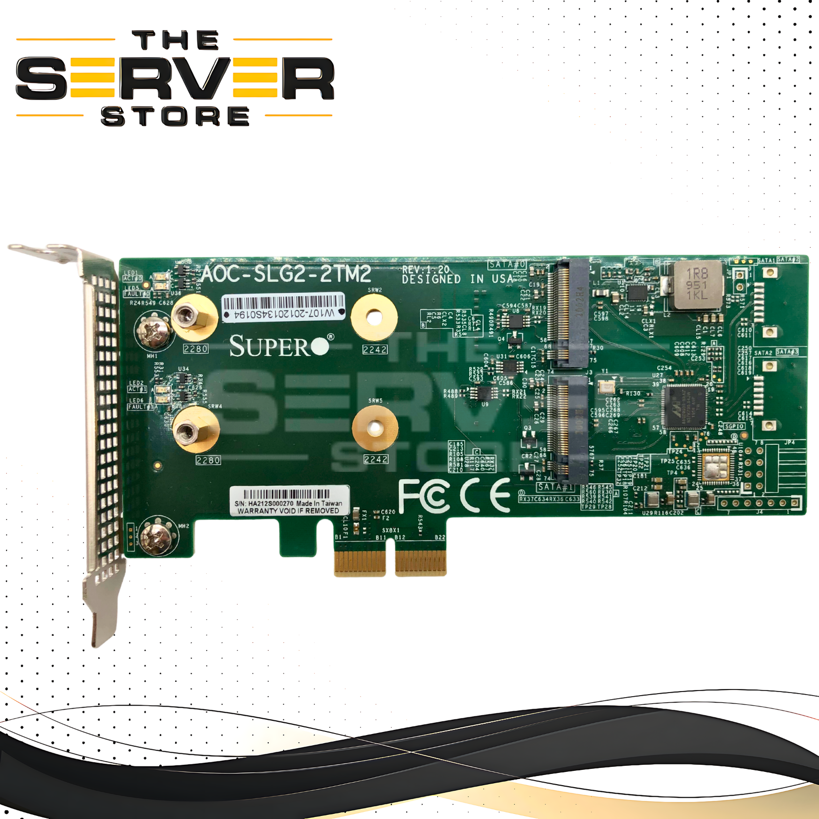 Supermicro Dual M.2 SATA & 2-Port SATA III 6Gb/s RAID Controller Card with Low Profile Bracket. RAID 0, 1, 10. Marvell 88SE9230. P/N: AOC-SLG2-2TM2.