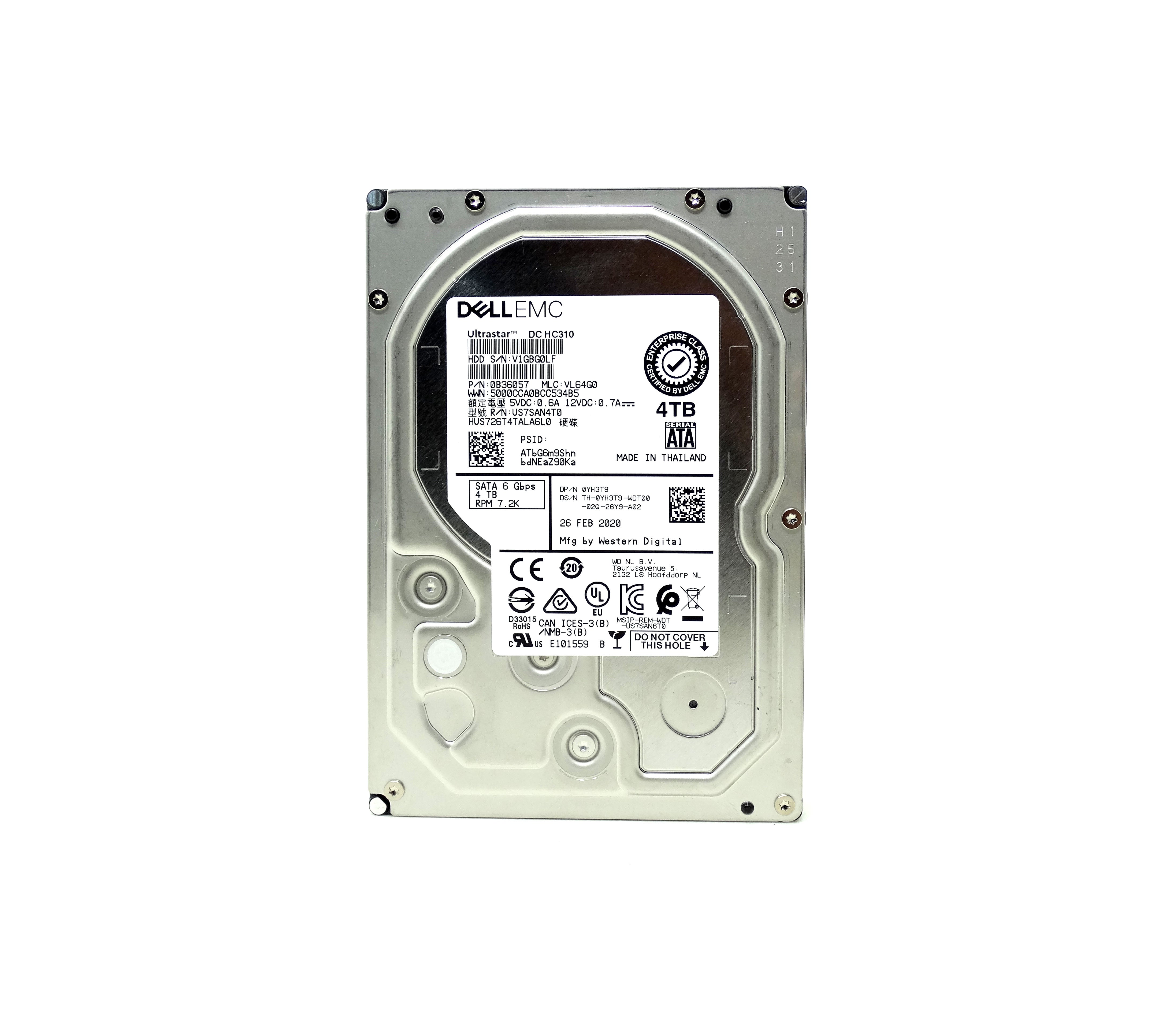 Dell EMC 4TB 7.2K 512N 6G 6Gbps SATA 3.5'' HDD HUS726T4TALA6L0 (0YH3T9)