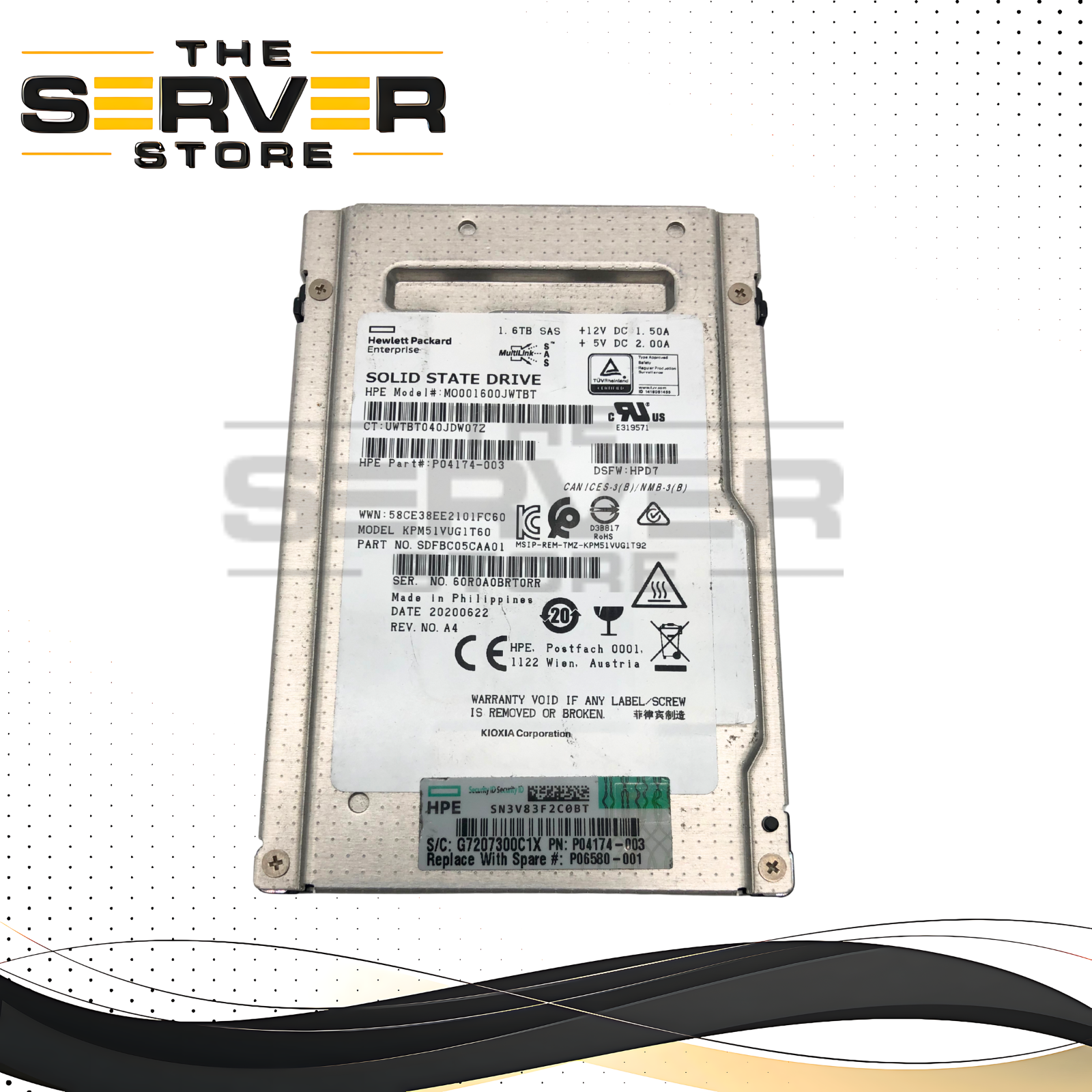 HPE MO001600JWTBT 1.6TB 12G SAS Mixed Use SFF 2.5" Enterprise SSD P06580-001