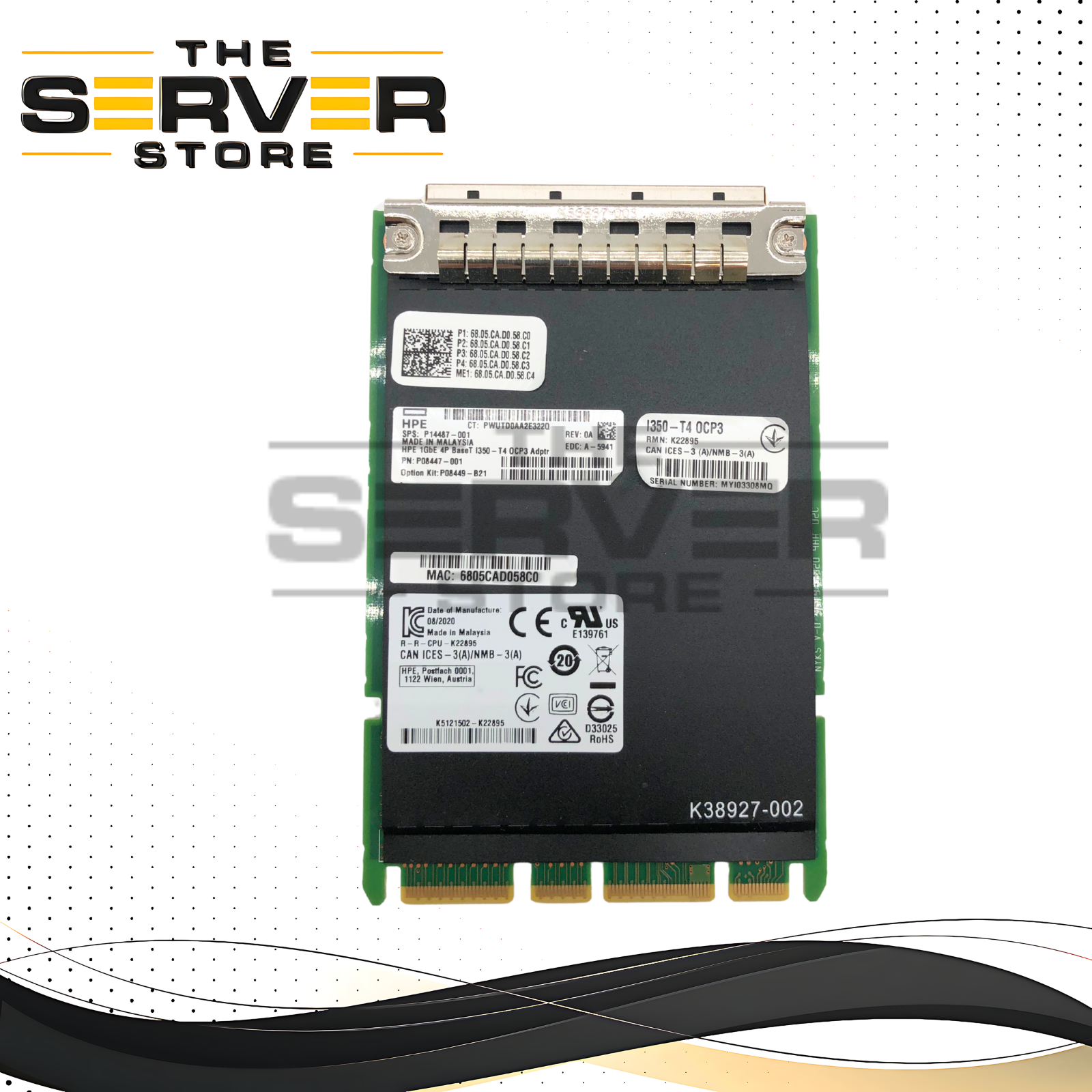HPE i350-T4 Quad-Port 1GbE RJ-45 OCP 3.0 Network Adapter P14487-001