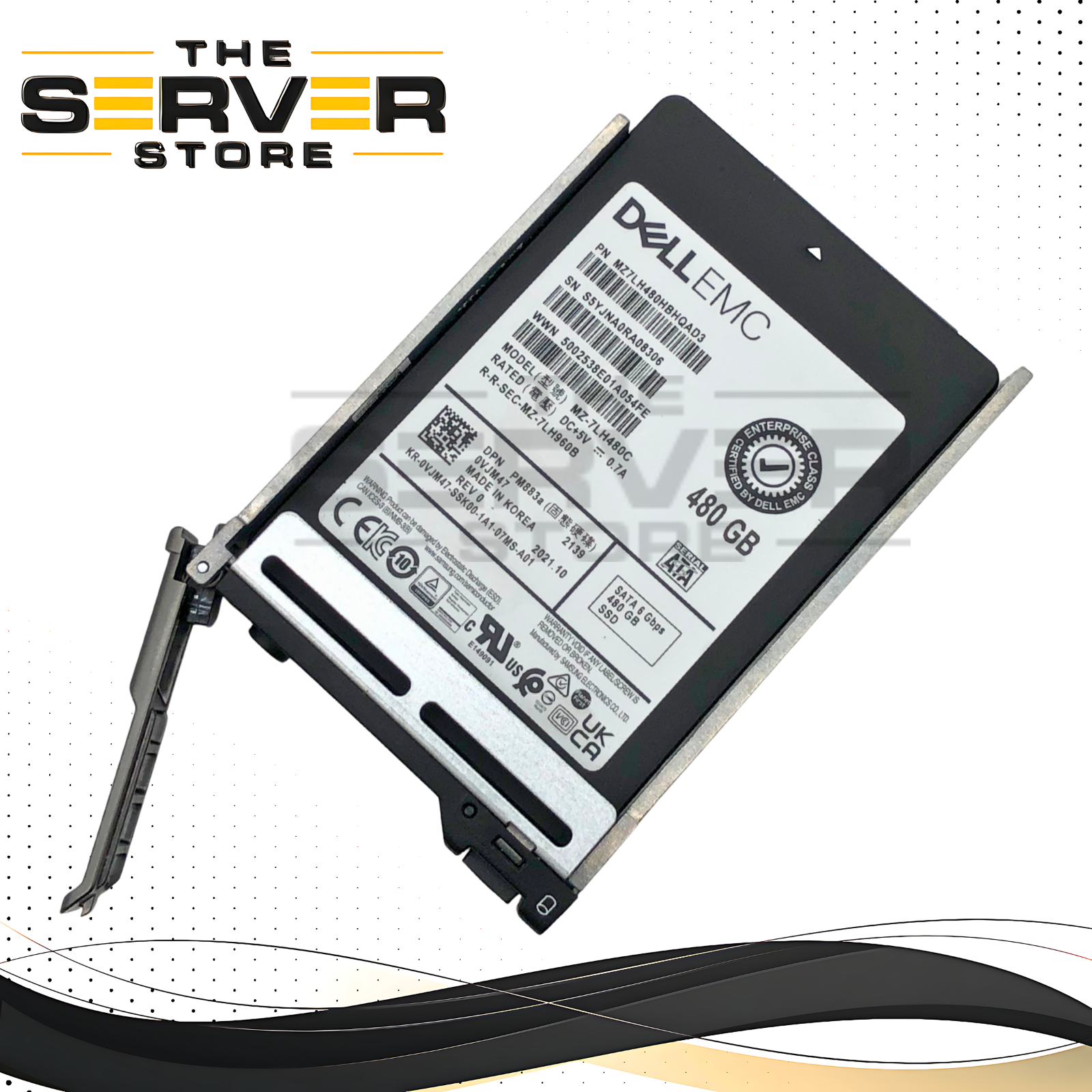 Dell Samsung PM883a 480GB SATA 6Gbps 2.5" Solid State Drive (SSD). Includes Drive Tray. P/N: 0VJM47, VJM47.