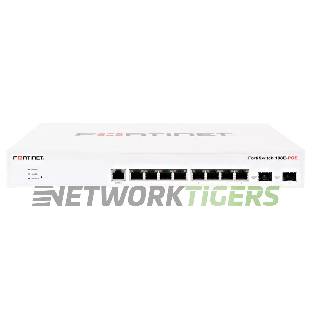 NEW Fortinet FS-108E-POE 8x 1GB RJ45 (4x PoE) 2x SFP Local Management Switch