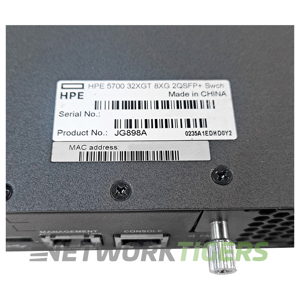 HPE JG898A 5700-32XGT-8XG-2QSFP+ 32x 10GB Copper 8x 10GB SFP+ 2x QSFP+ Switch