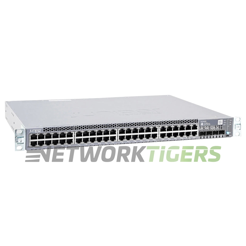 NEW Juniper EX3400-48T 48x 1GB RJ45 4x 1GB SFP+ 2x 40GB QSFP+ F-B Air Switch