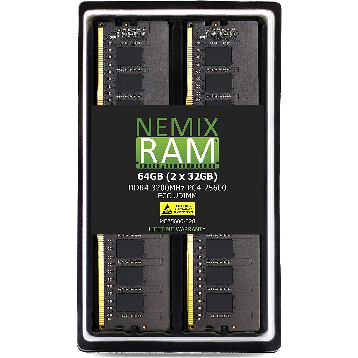 NEMIX RAM 64GB 2x32GB DDR4-3200 PC4-25600 2Rx8 ECC Unbuffered Memoria