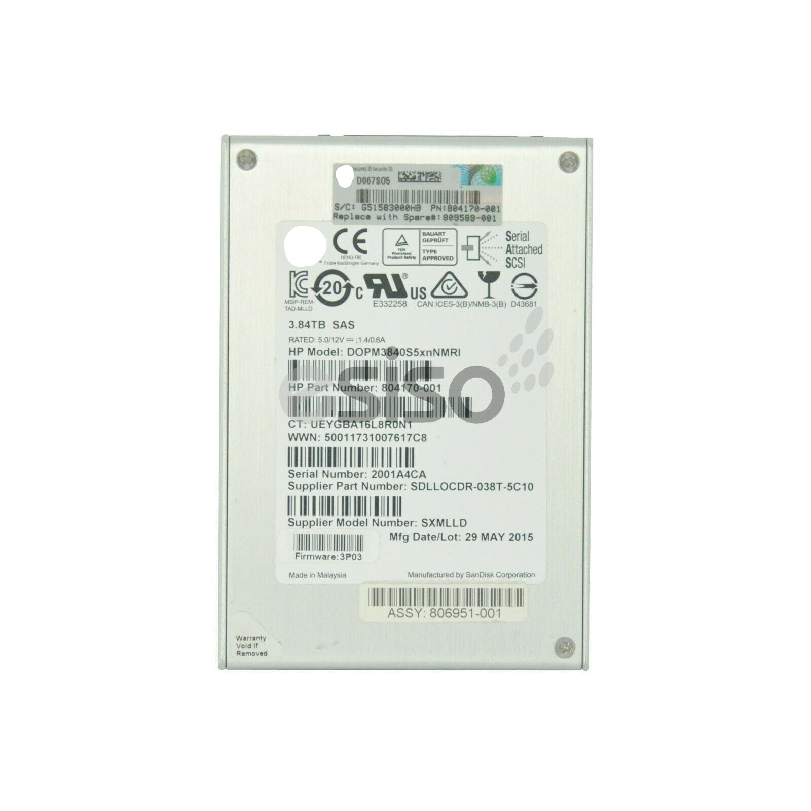 K2R25A 809589-001 804170-001 HP 3PAR 3.84TB SFF 2.5" SAS-FoxTI