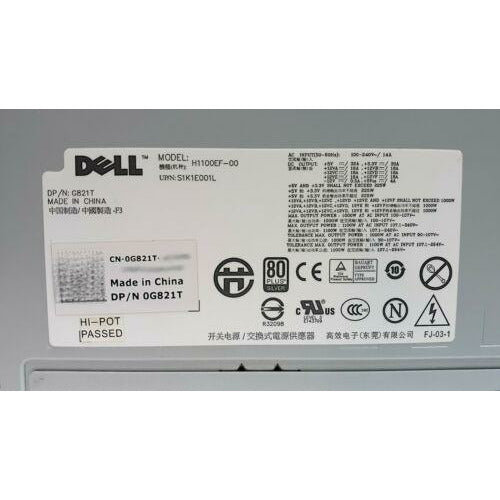 Fonte Dell Precision T7500 1100W Power Supply PSU N1100EF H1100EF-00 G821T - MFerraz Tecnologia