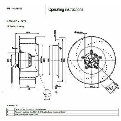 Cooler Ebmpapst R4E310-AF12-05 Centrifugal Fan 230VAC 105/150W For Inverter Cooling Fan - MFerraz Tecnologia