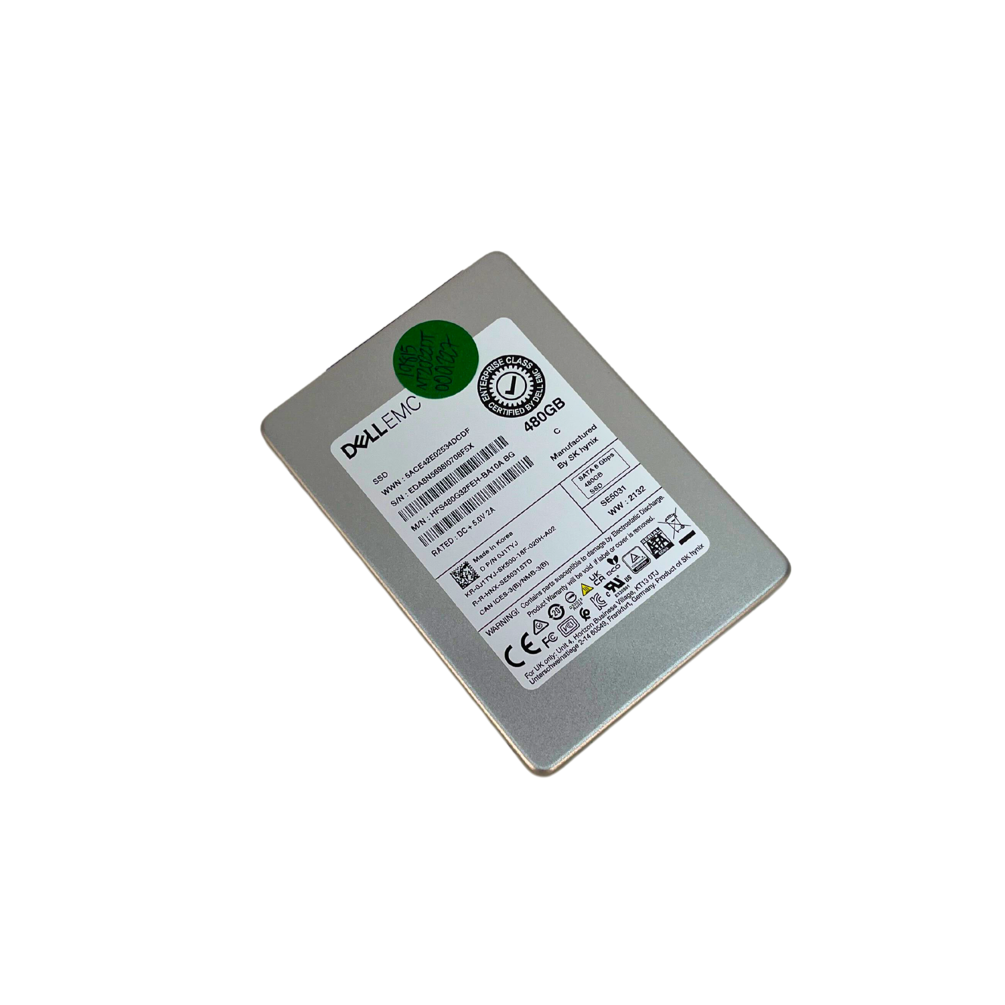 Dell EMC 480GB 6Gbps SATA Mixed-Use TLC 2.5" SFF SSD Solid State Drive (J1TYJ)