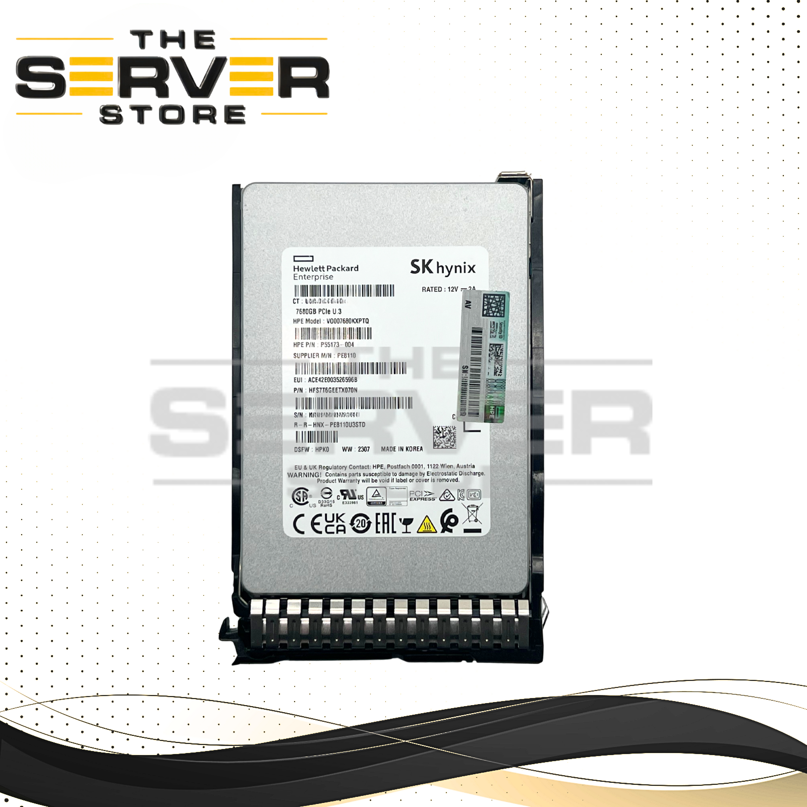 HPE 7.68TB NVMe U.3 PCIe Gen 4.0 x4 RI SFF SC 2.5" 15mm SSD Hynix PE8110 Series P47843-B21 P48222-001 P55173-004