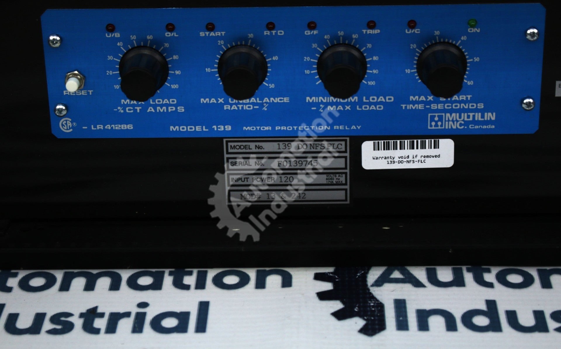 GE Multilin 139-DO-NFS-FLC Motor Protection Relay