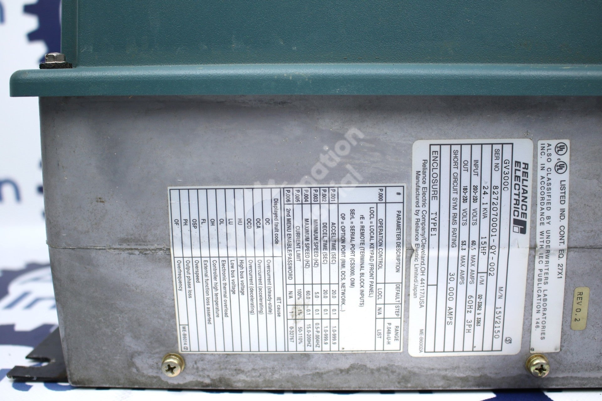 Reliance Electric 15V2150 15 HP GV3000 Drive