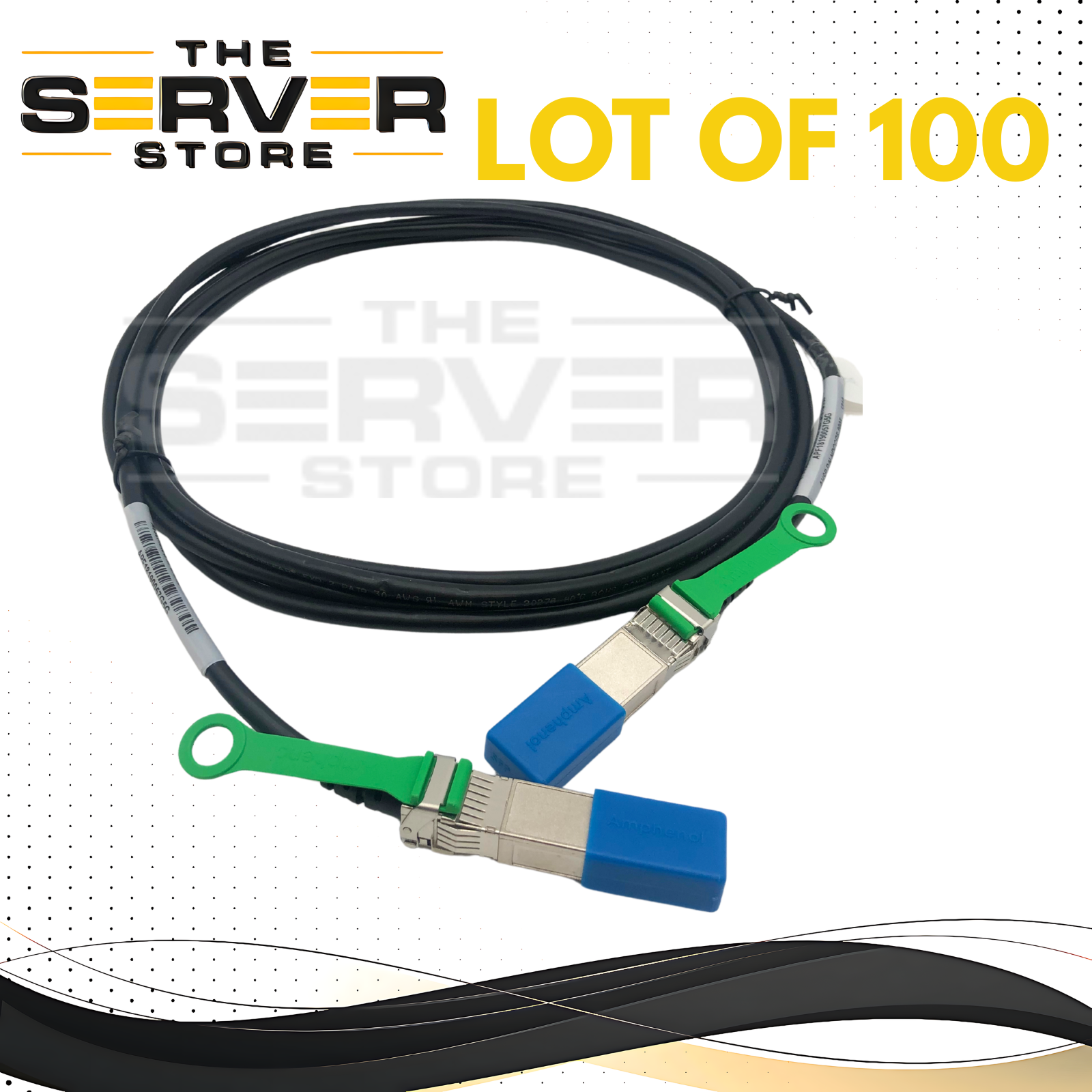 (LOT OF 100) Amphenol 10G/25G SFP+ SFP28 DAC 3m Twinax Cable NDCCGF-0005