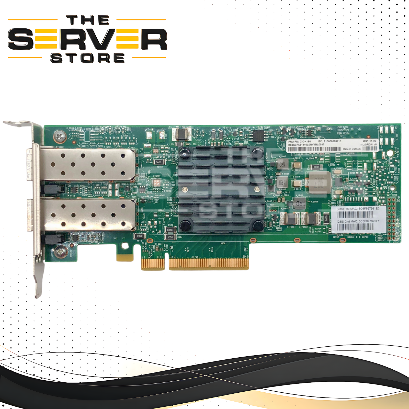 Lenovo Broadcom 57414 10/25GbE SFP28 2-Port PCIe Network Adapter Card with Low Profile Bracket. P/N: 03GX198.