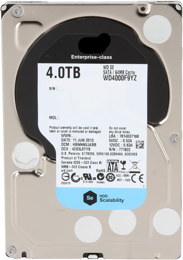 Se Wd4000F9Yz Disco Duro Empresarial 4Tb 7200Rpm Sata3/Sata 60 Gb/S 64Mb 3.5"