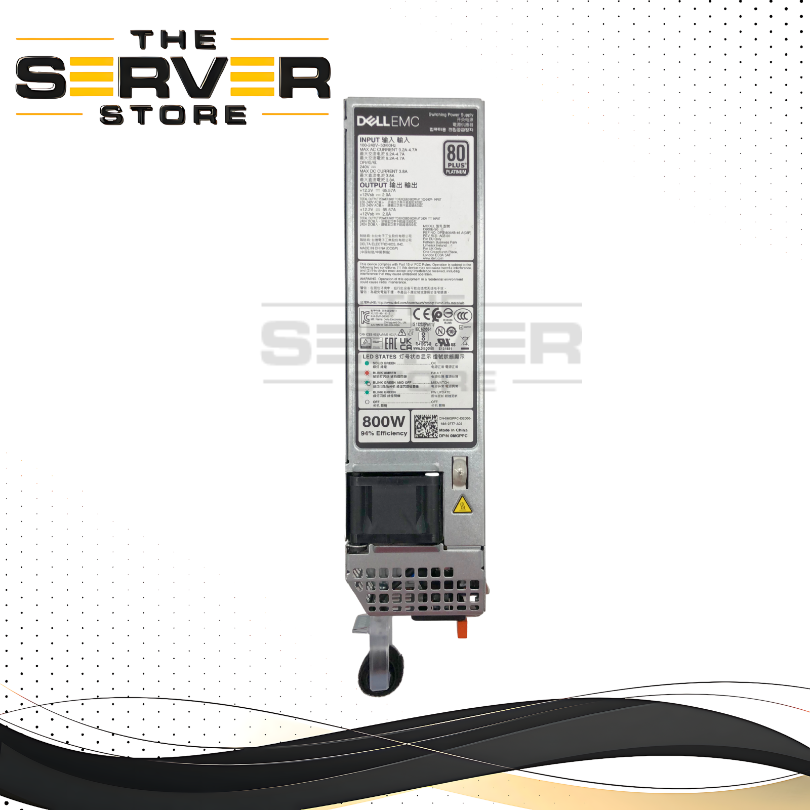 Dell PowerEdge R650 / R750 / R6525 / R7525 800W 80Plus Platinum Hot-Plug Power Supply Unit (PSU). P/N: MGPPC, 0MGPPC.