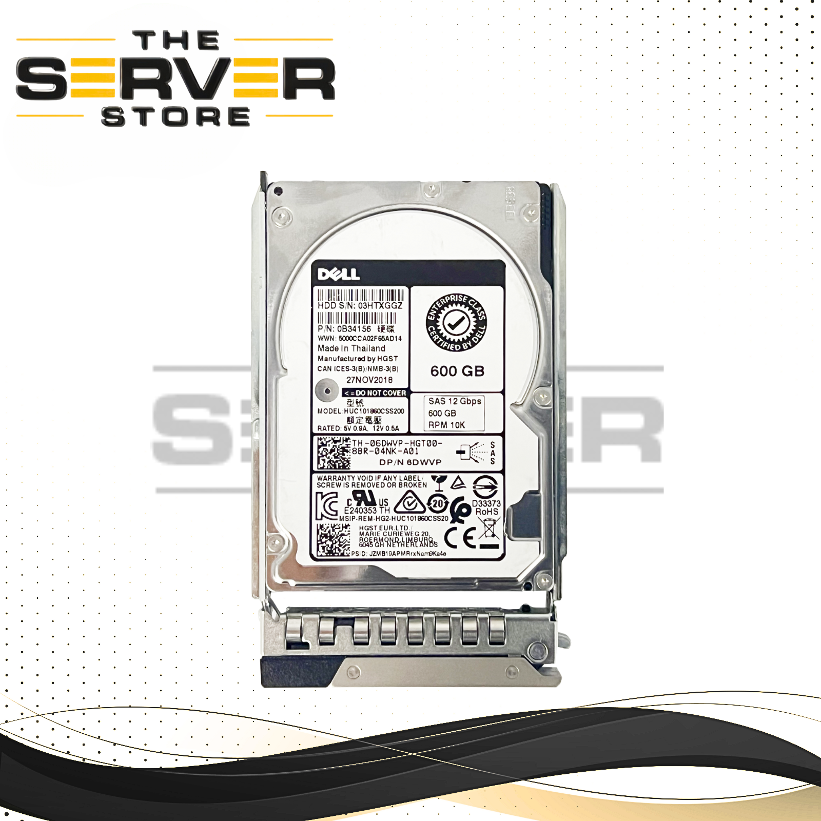 Dell Enterprise 600GB SAS 12G 10K SFF 2.5" HDD HUC101860CSS200 06DWVP 6DWVP