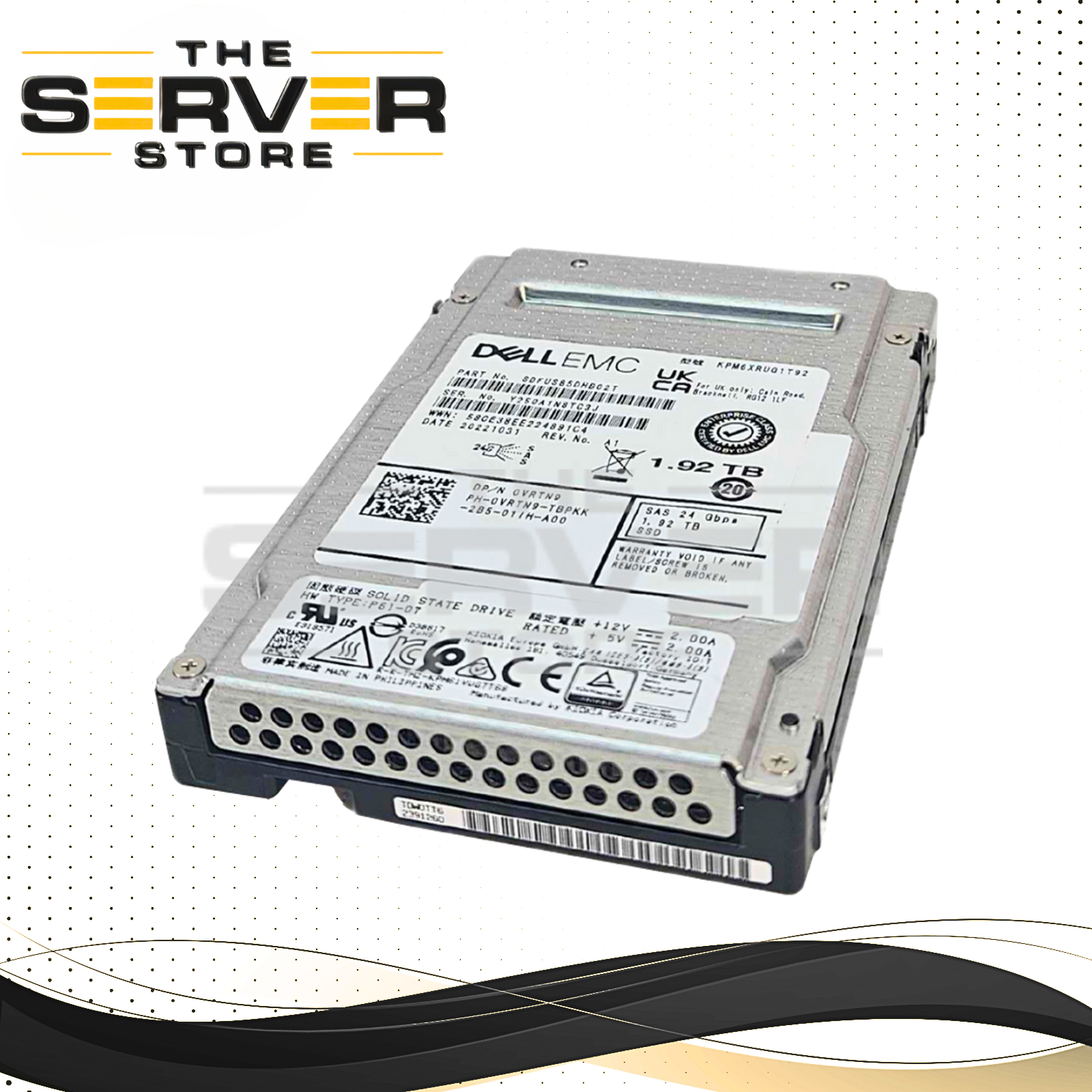 Dell EMC 1.92TB SAS 24G RI SFF 2.5" SSD Kioxia PM6-R KPM6XRUG1T92 0VRTN9 VRTN9