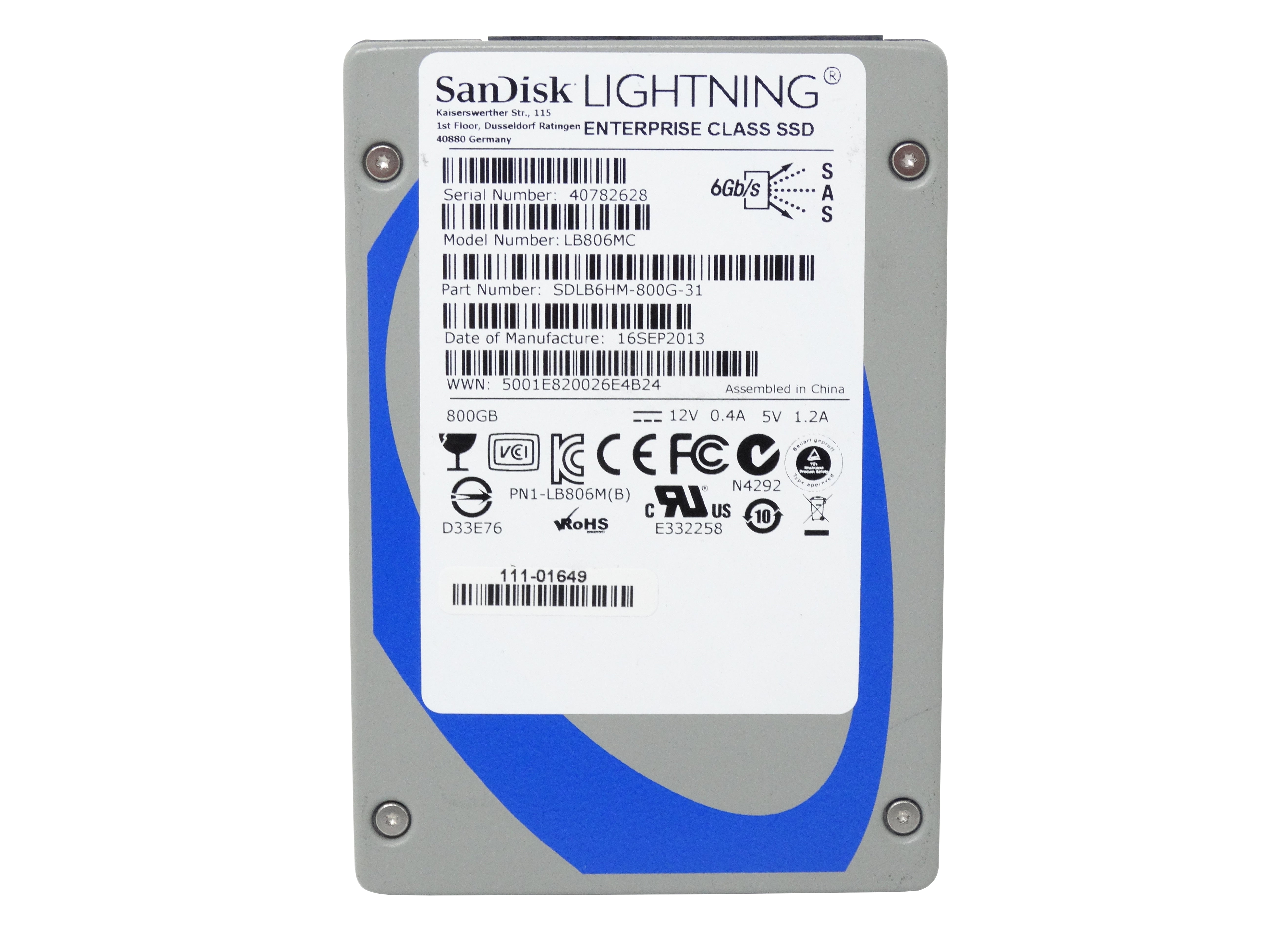 Sandisk LIGHTNING 800GB 6Gb/s 2.5'' SAS Solid State Drive SSD (SDLB6HM-800G-31)