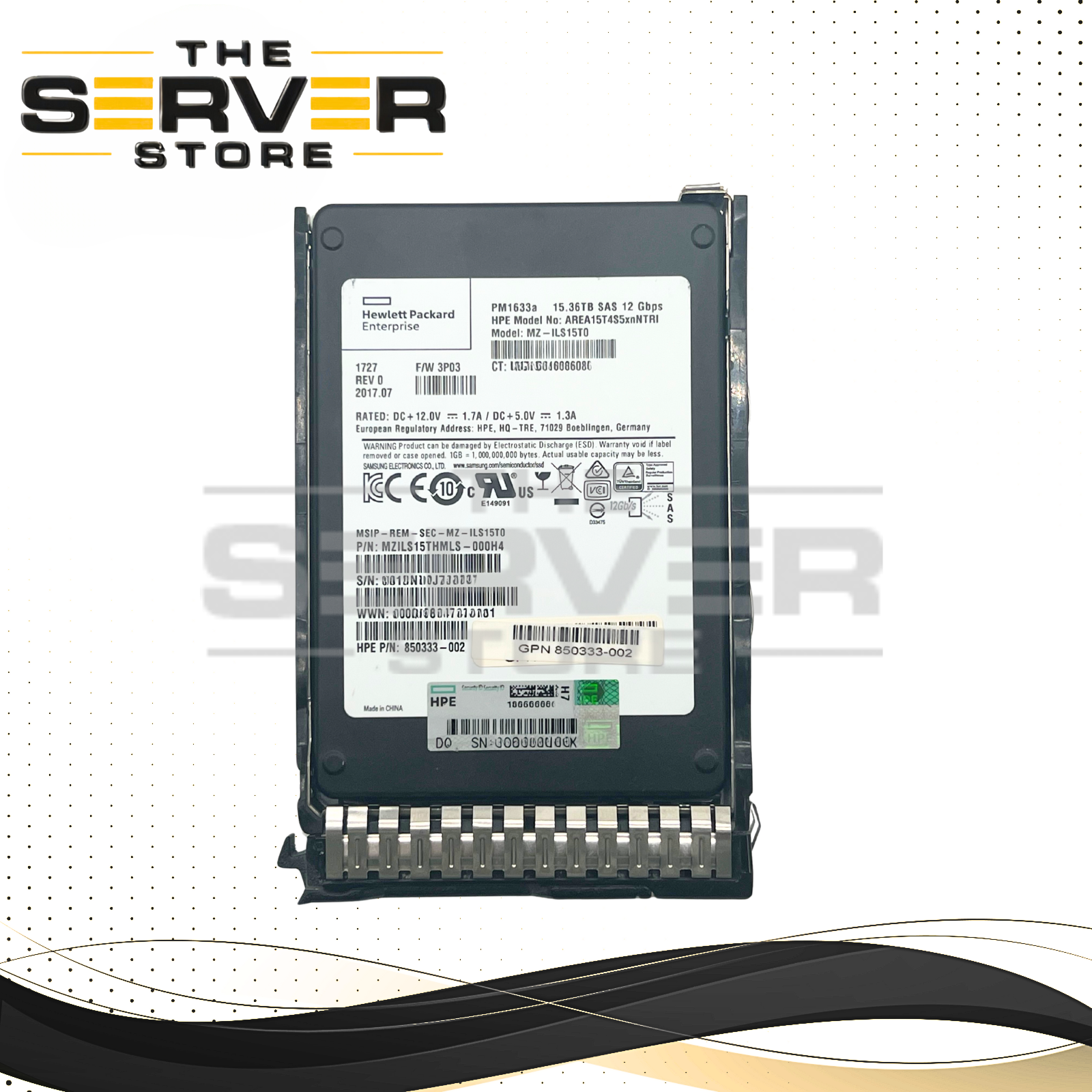 Samsung 15.36TB SAS 12G RI (with SFF SC Tray) 2.5" SSD MZ-ILS15T0 PM1633a Series HPE ProLiant Server G9 G10