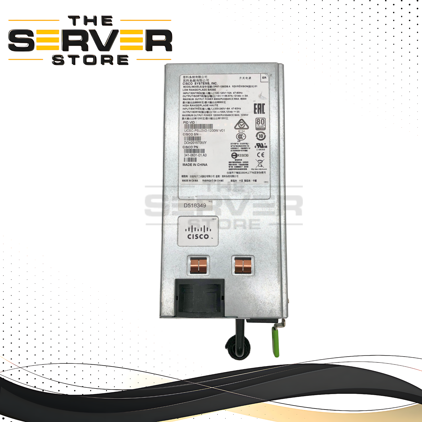Cisco DPST-1200DB 1200W V2 AC Pluggable Power Supply. P/N: UCSC-PSU2V2-1200W.