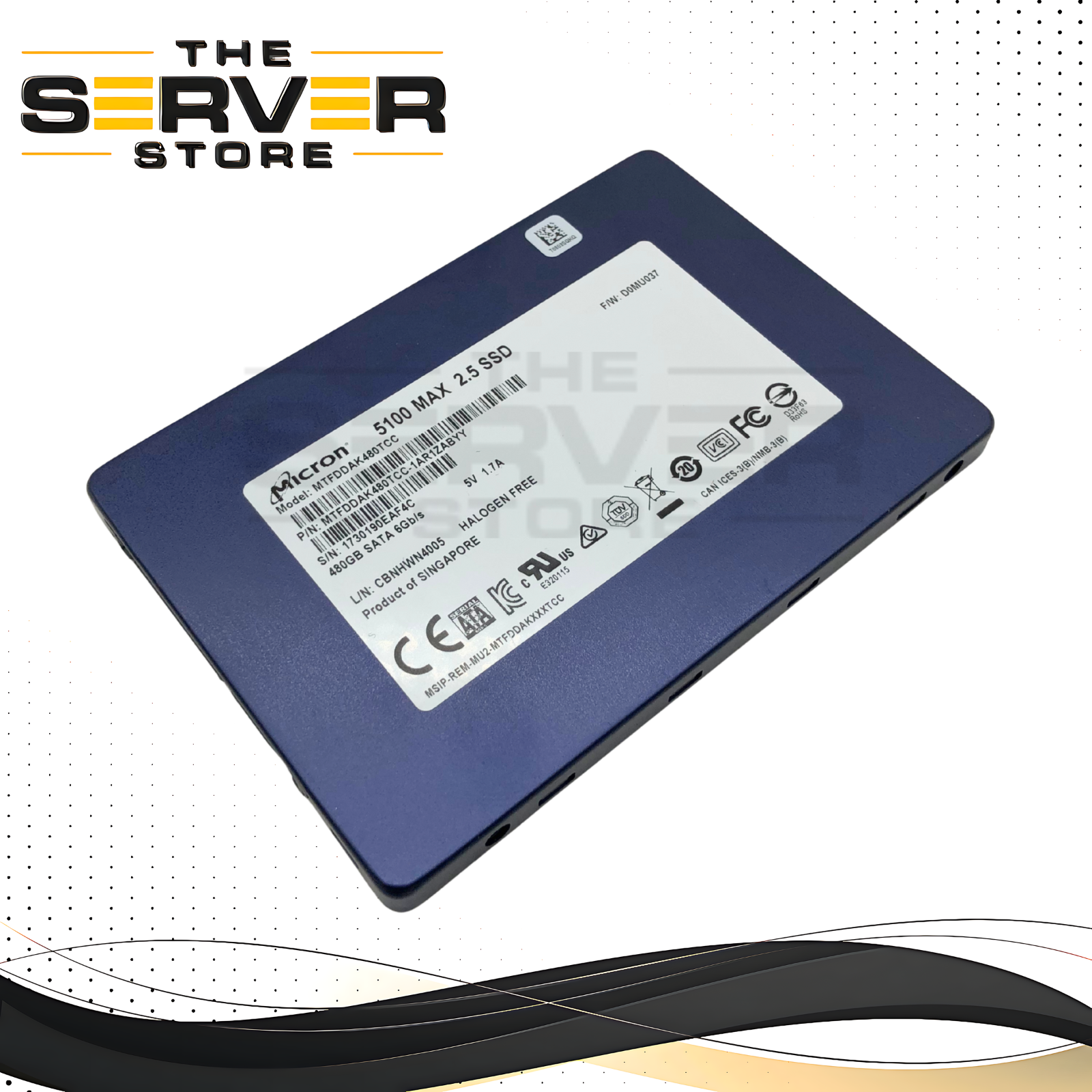 Micron 480GB SATA 6Gb/s MU SFF 2.5" SSD 5100 Max Series MTFDDAK480TCC MTFDDAK480TCC-1AR1ZABYY