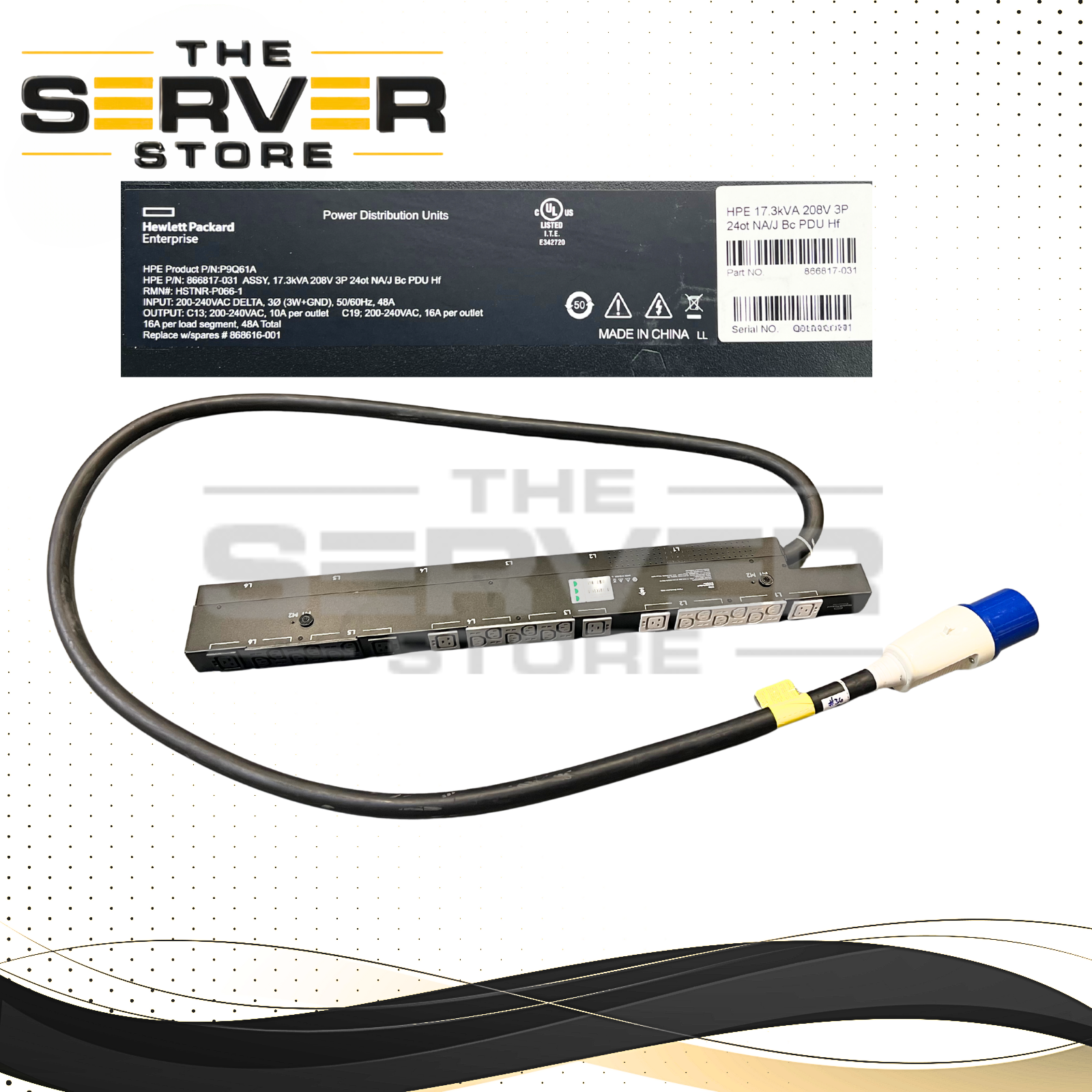HPE G2 BASIC 3PH 17.3KVA/60309 60A 18xC13 6xC19 PDU 866817-031 P9Q61A 868616-001