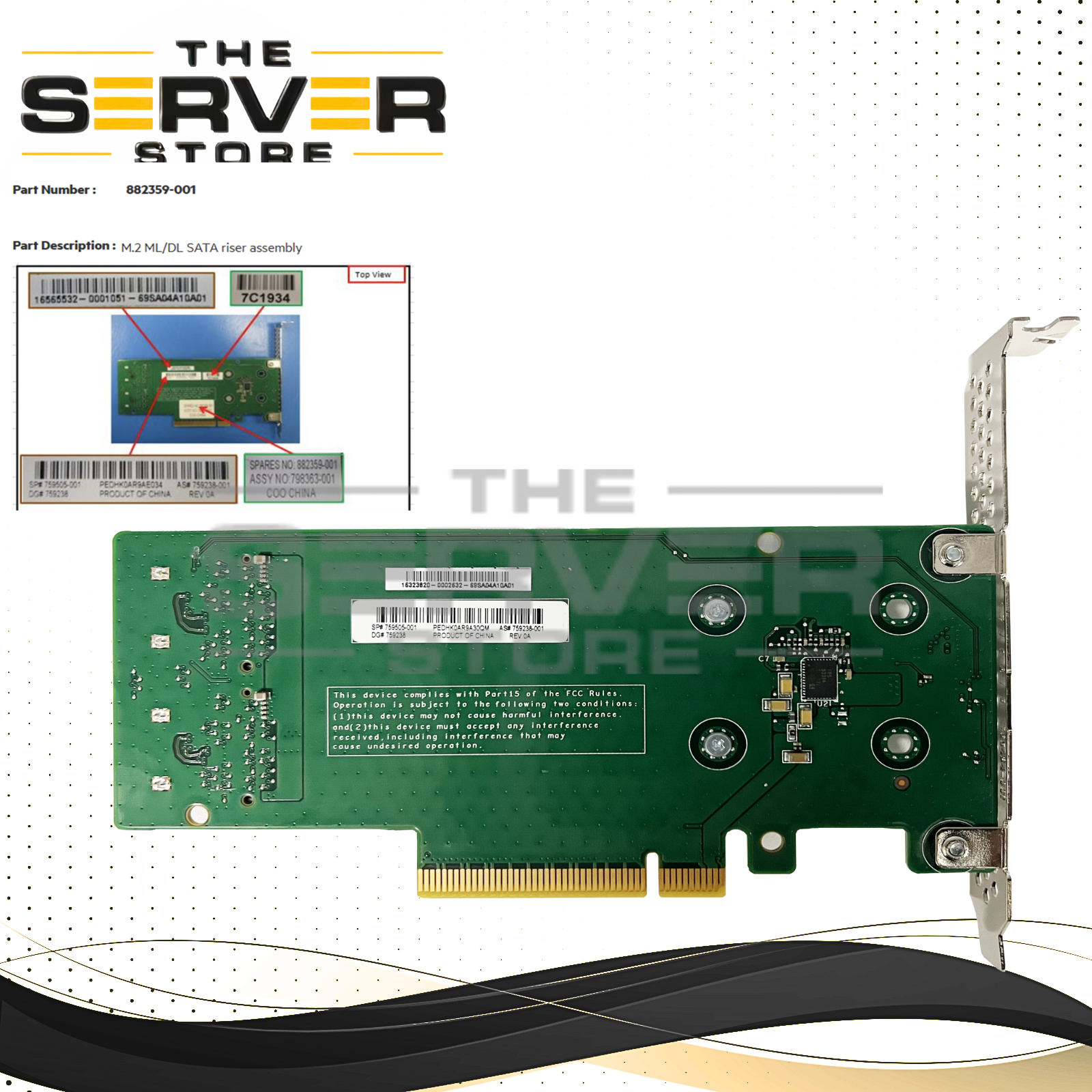 HPE SATA M.2 ML/DL Dual Drive PCIe Riser Card (Card ONLY) 878783-B21