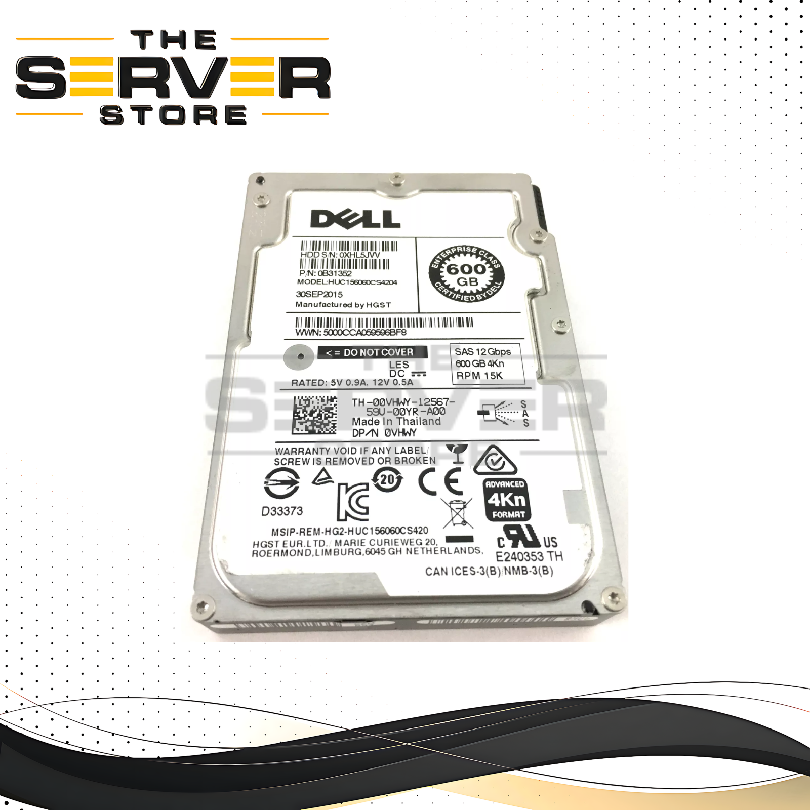 Dell Enterprise 600GB 15K 12Gbps SAS 2.5'' Hard Disk Drive (HUC156060CS4204)
