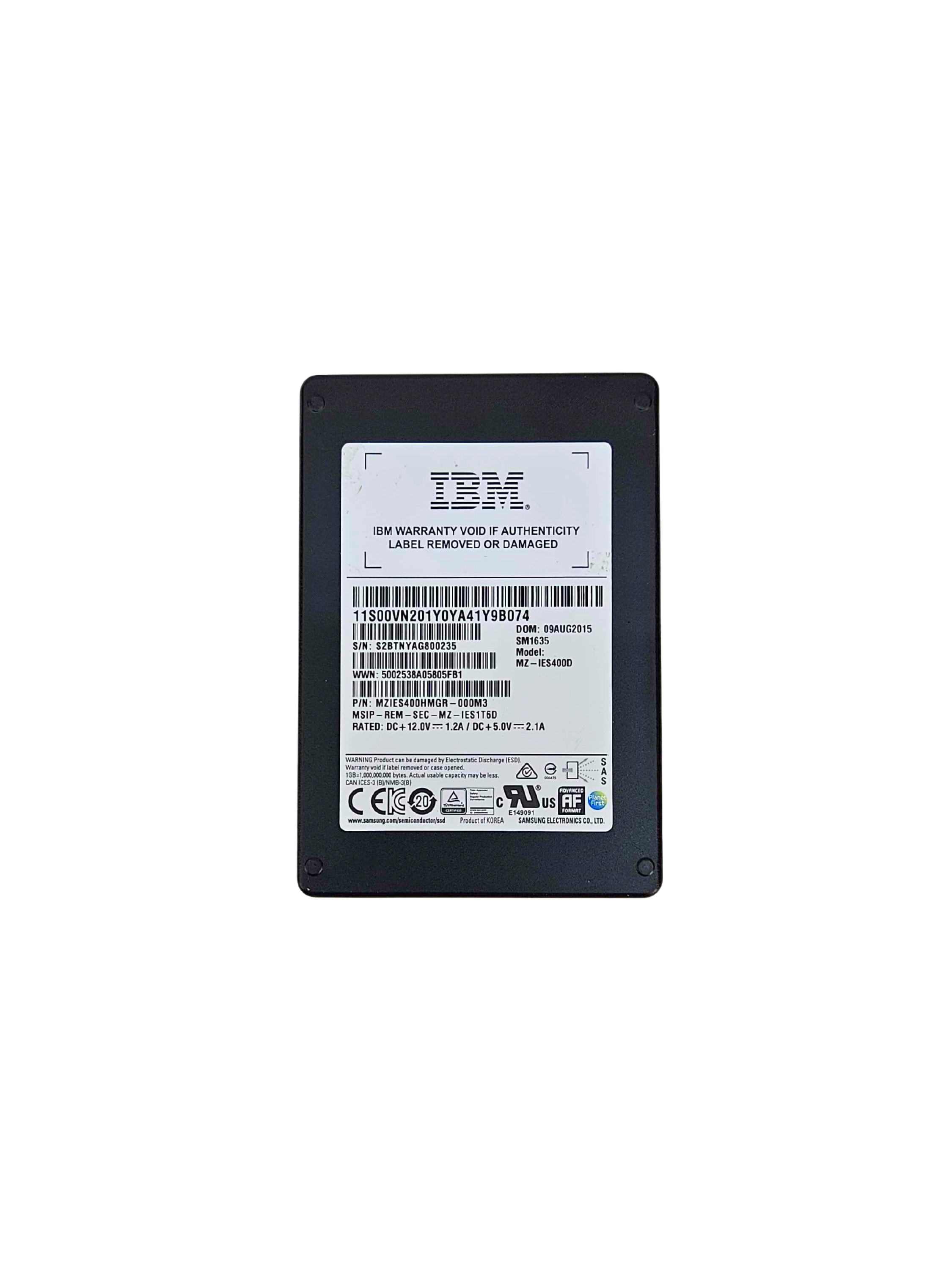 IBM Samsung SM1635 400GB  12Gbps SAS 2.5'' SSD Solid State Drive (MZ-IES400D)