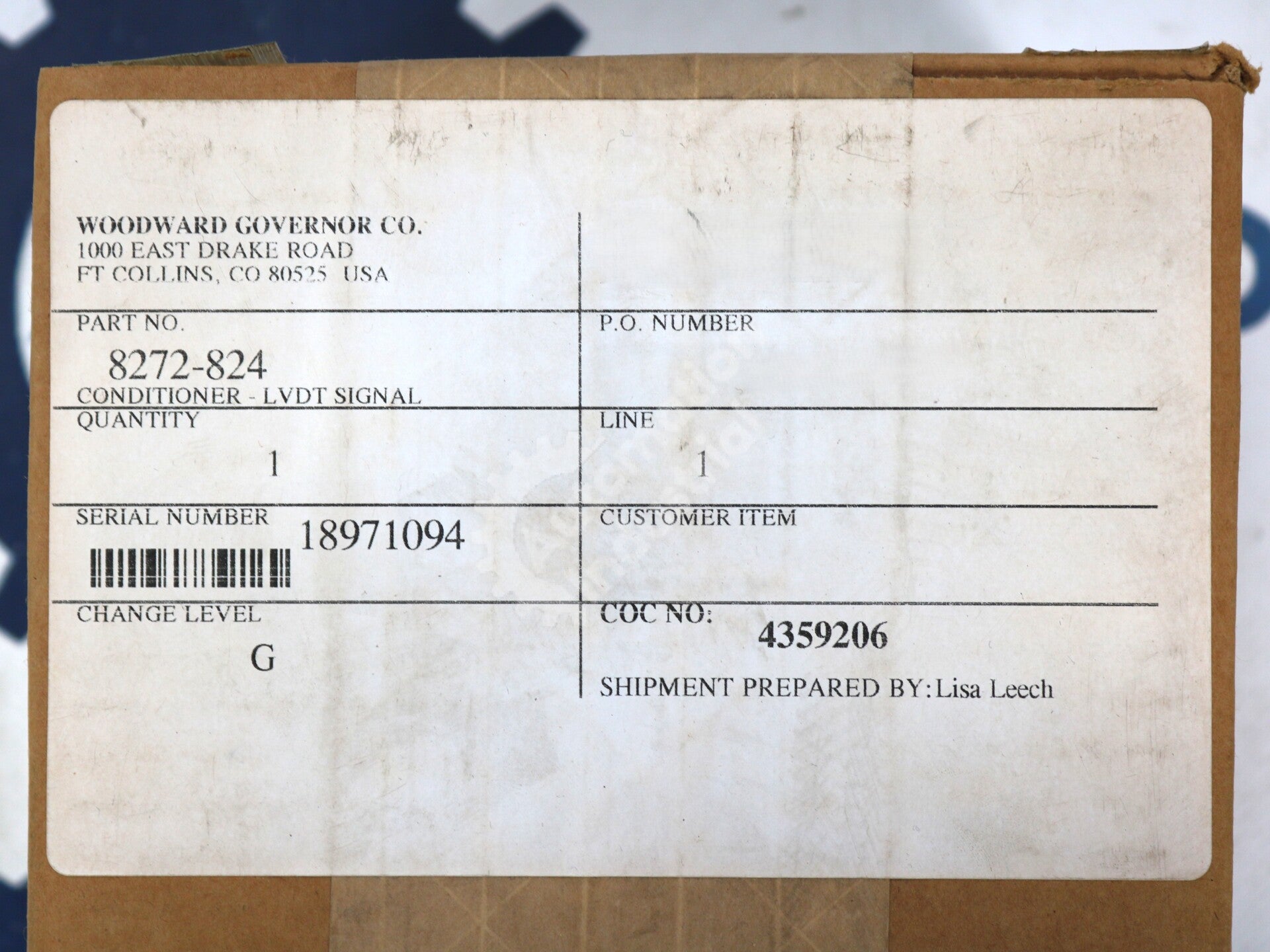 8272-824 By Woodward Fuel Rack Position Signal Conditioner New Sealed