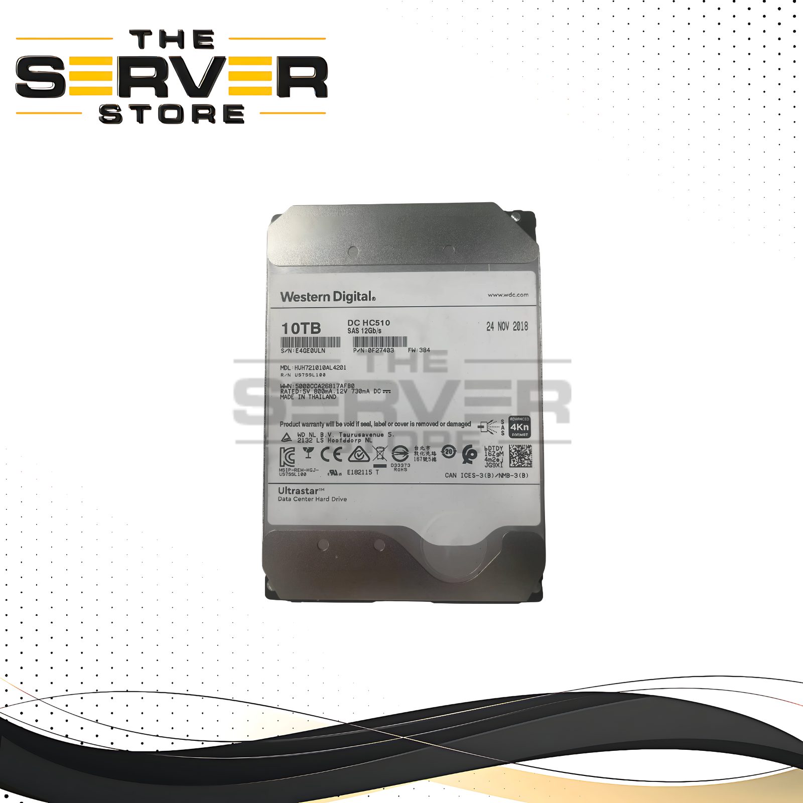 Western Digital 10TB SAS 12G 7.2K LFF 3.5" HDD Ultrastar 0F27403 HUH721010AL4201