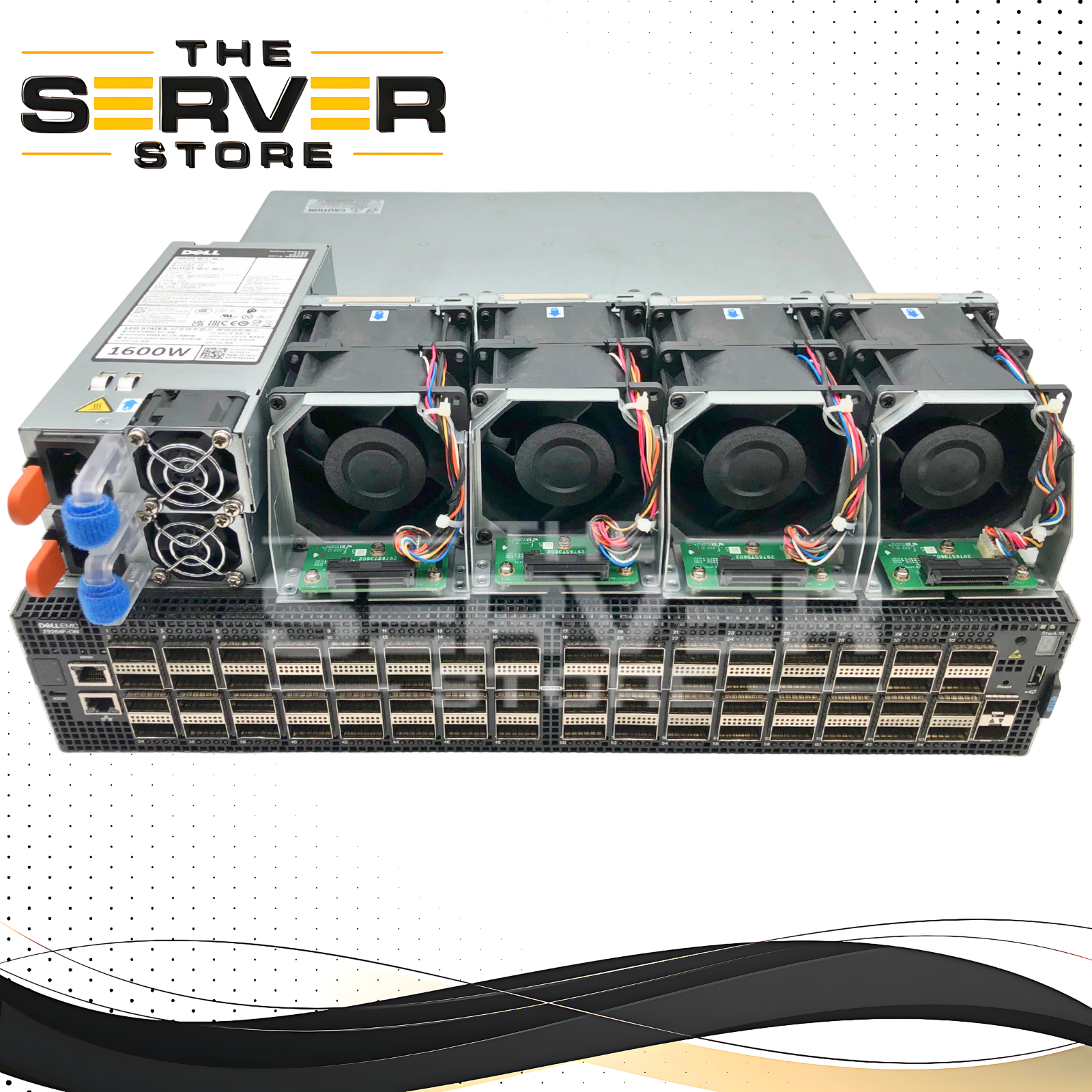 Dell EMC PowerSwitch Z9264F-ON E23W 1RU Data Center Switch. Featuring 64x 100GbE QSFP28 Ports, 2x 10GbE SFP+ Ports. Reverse Airflow. P/N: Z9264F-ON.