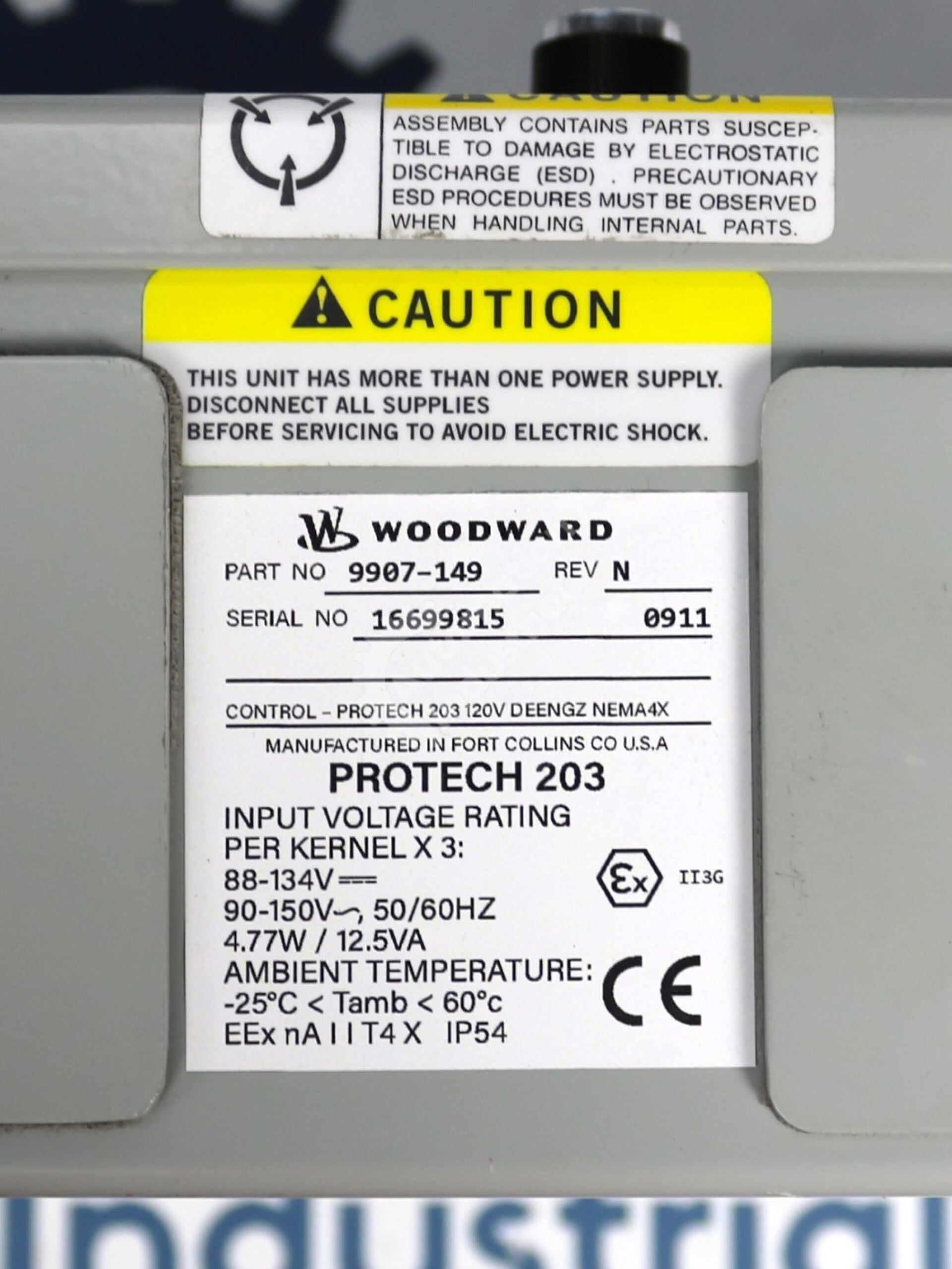 9907-149 By Woodward 120V 3-Channel LCD Electronic Overspeed Trip Device
