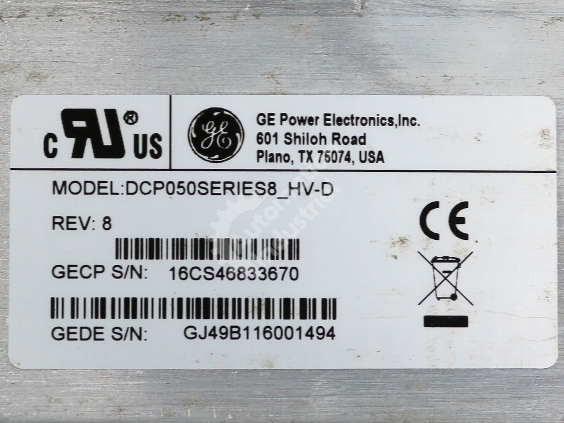 DCP050SERIES8_HV-D By GE Vernova 400VAC 15A 8-Series Power Supply