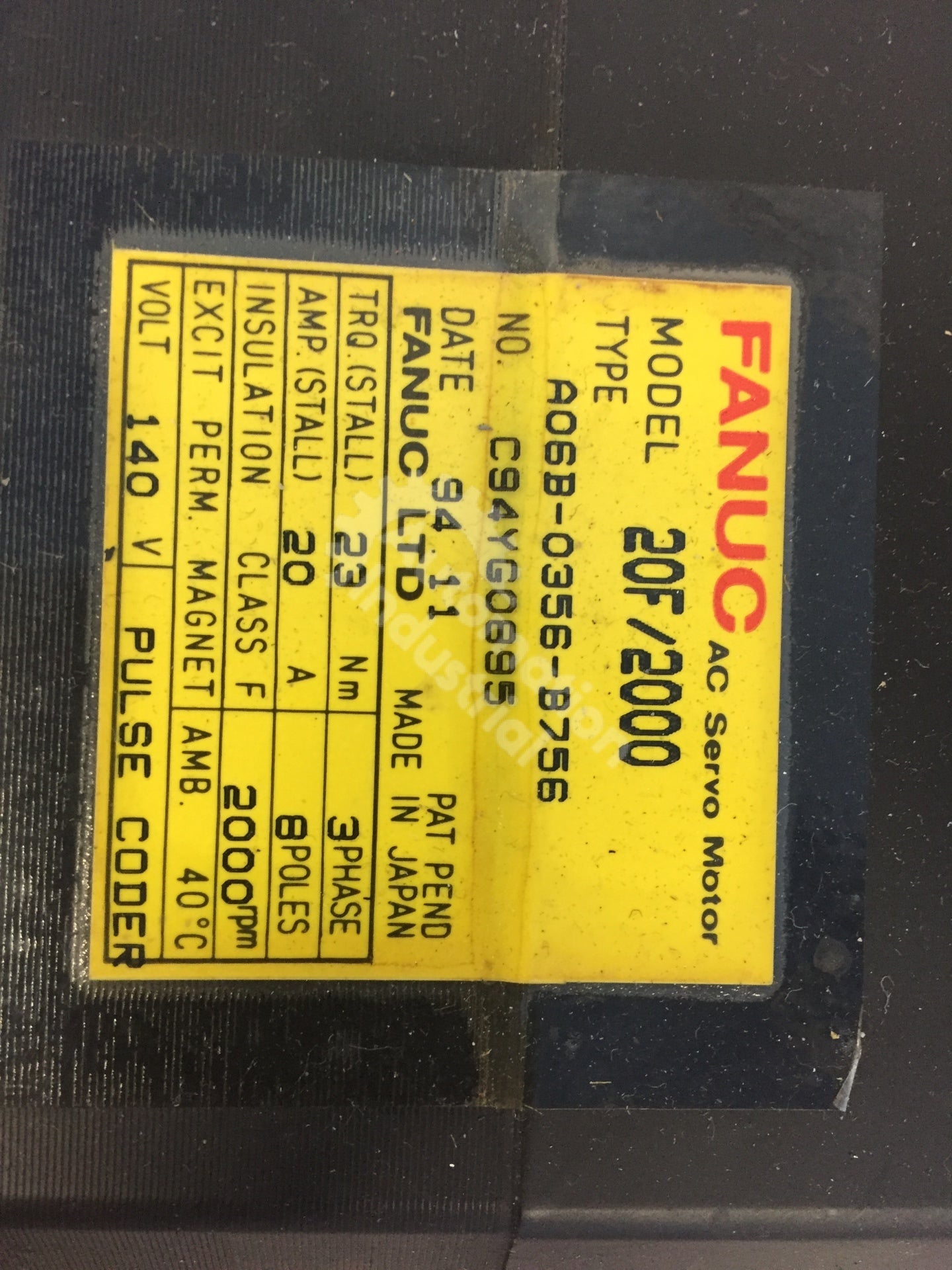 Fanuc CNC A06B-0356-B756 20AMP AC Servo Motor