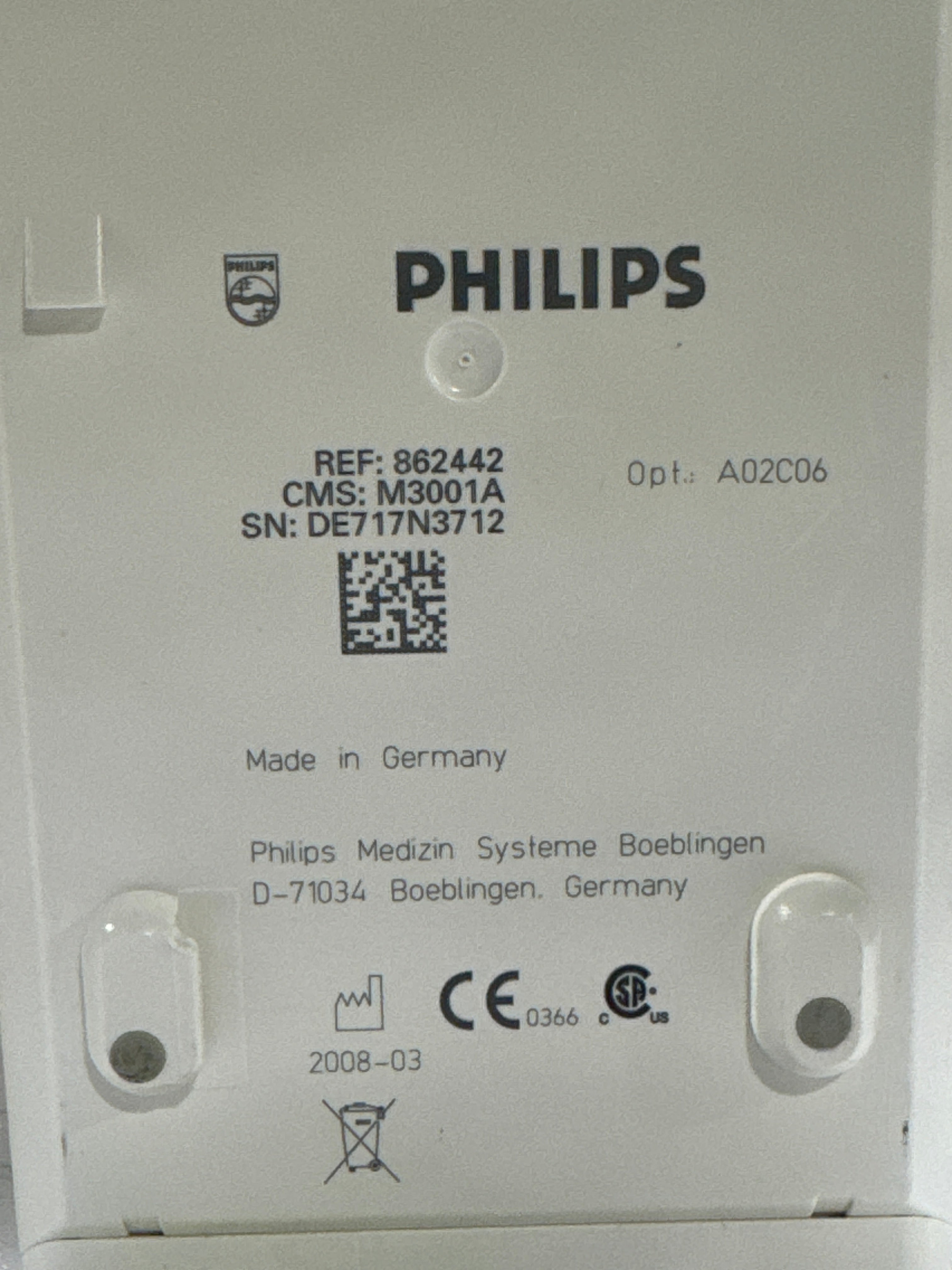Philips M3001A-A02C06 OxiMax SpO2, NIBP, ECG, Temp, IBP MMS Module