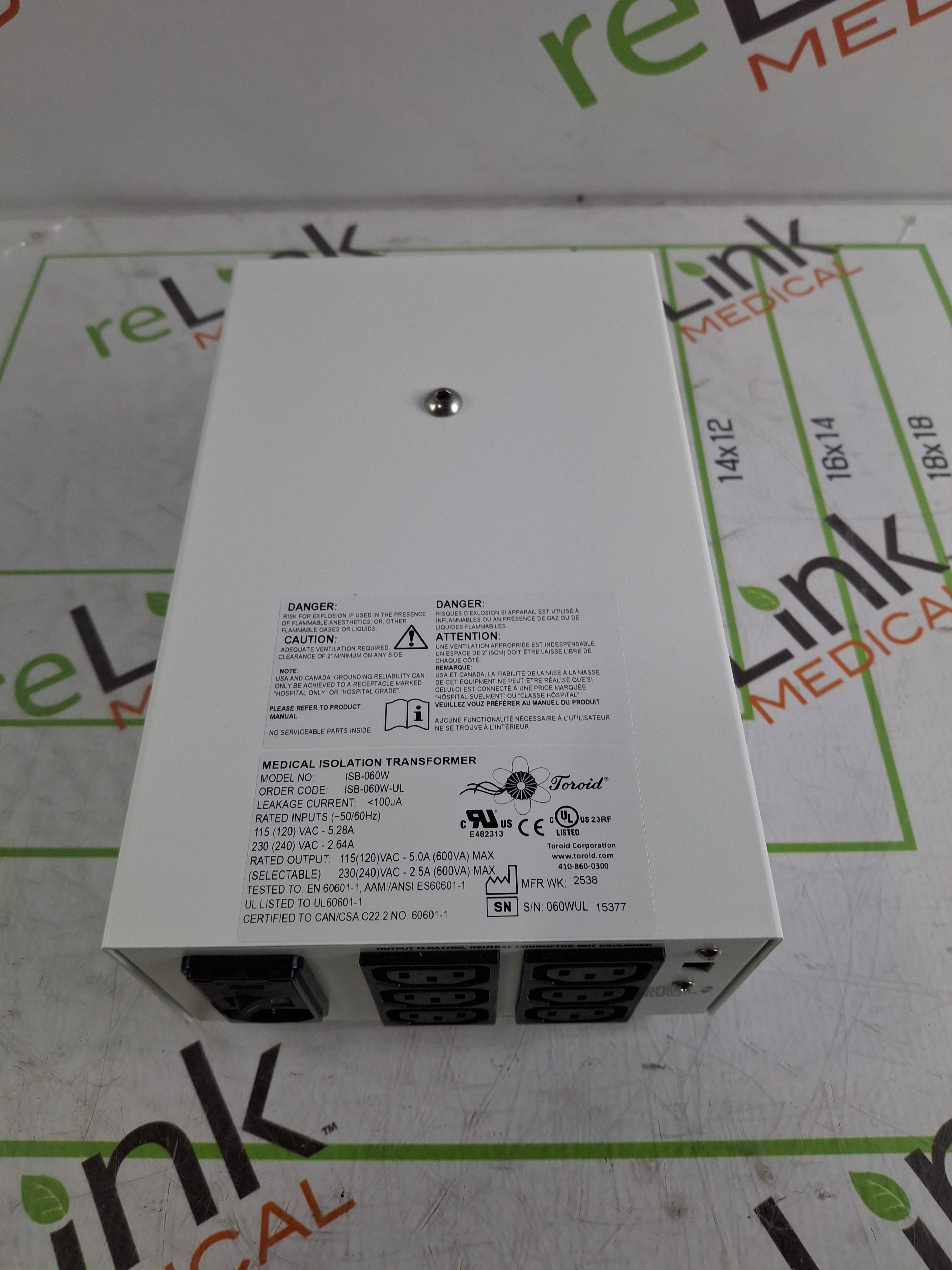 Toroid ISB-060W Medical Grade Transformer