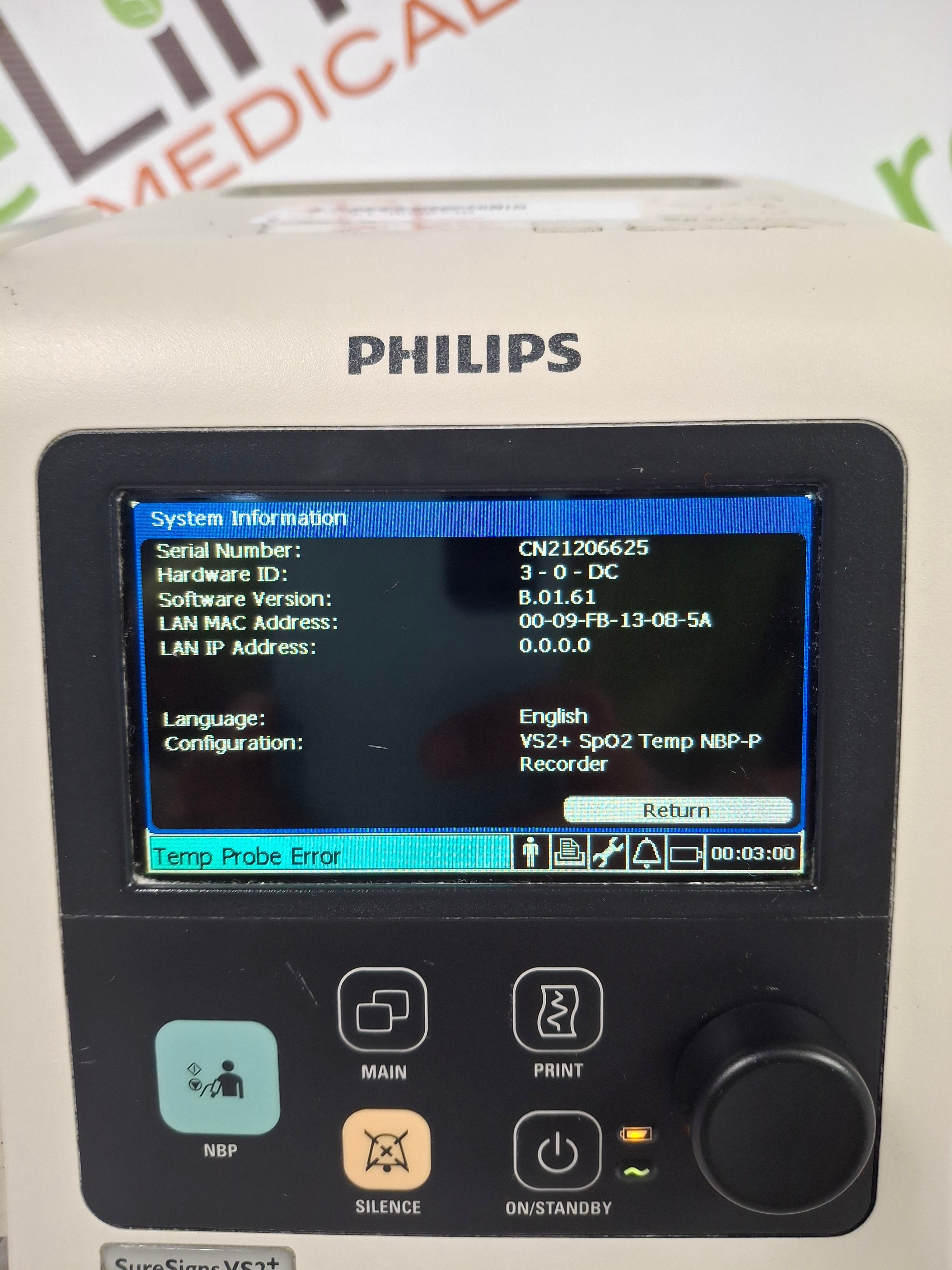 Philips SureSigns VS2+ Vital Signs Monitor