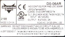 Cargar imagen en el visor de la galería, D0-06AR By Automation Direct I/O Module DL06 NSFP DirectLOGIC 06
