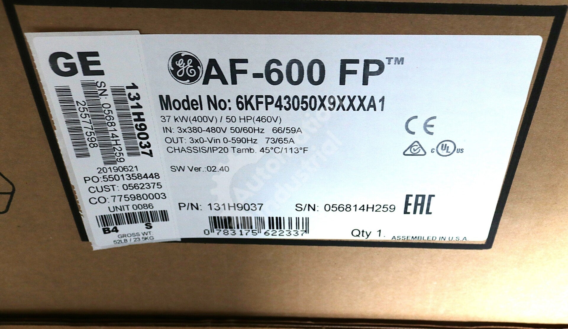 6KFP43050X9XXXA1 By General Electric 3-Phase 50HP 460VAC AF-600 AC Drive NSFP