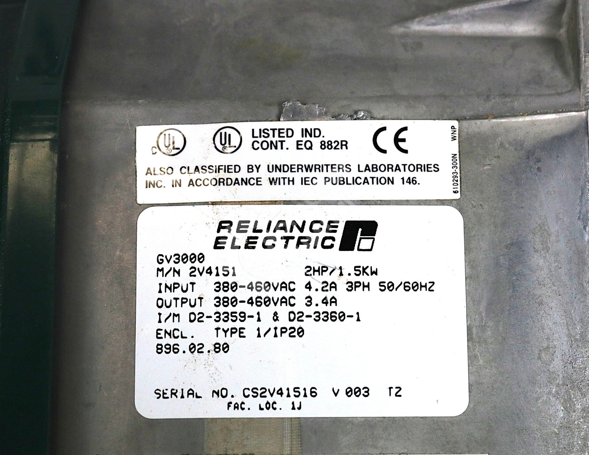 2V4151 By Reliance Electric 3-Phase 2HP 460VAC GV3000 AC Drive NSFP