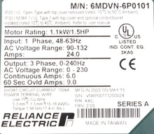 Carregar imagem no visualizador da galeria, 6MDVN-6P0101 By Reliance Electric 1.5HP 115Volt 1Phase Drive NSFP MD60
