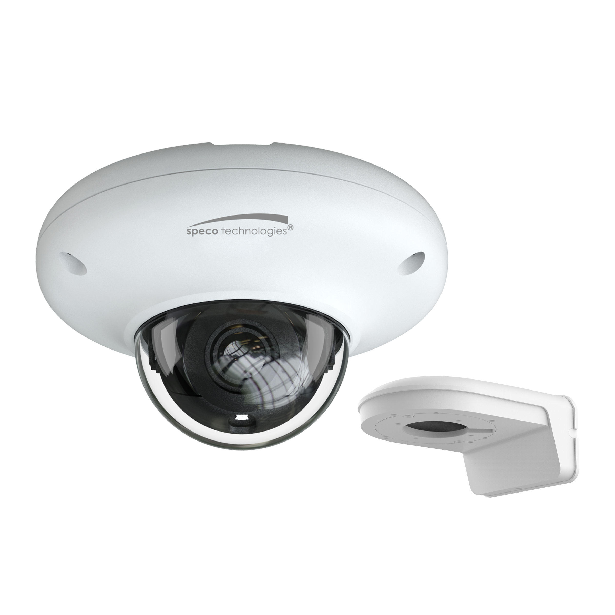 Speco Technologies O4P4N 4MP H.265 Mini Dome AI IP Camera,IR, 2.8mm lens, White housing, Included Wall Bracket, NDAA