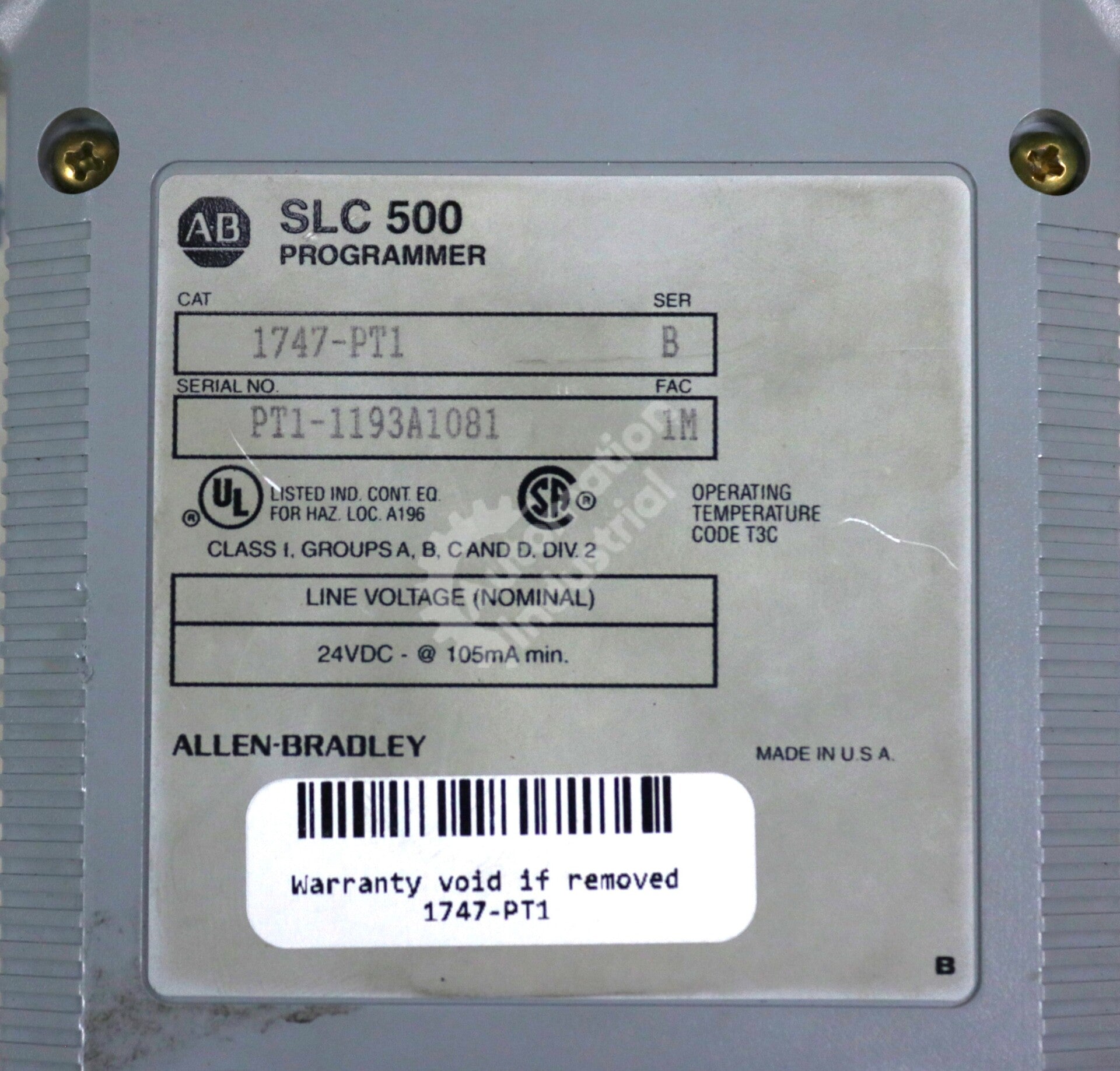 1747-PT1 By Allen Bradley SLC 500 Hand-Held Terminal Programmer