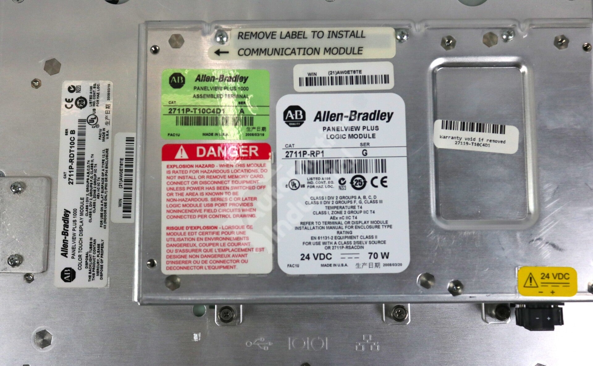 2711P-T10C4D1 By Allen Bradley 2711P-RDT10C 2711P-RP1 24VDC 10.4In Color Panel