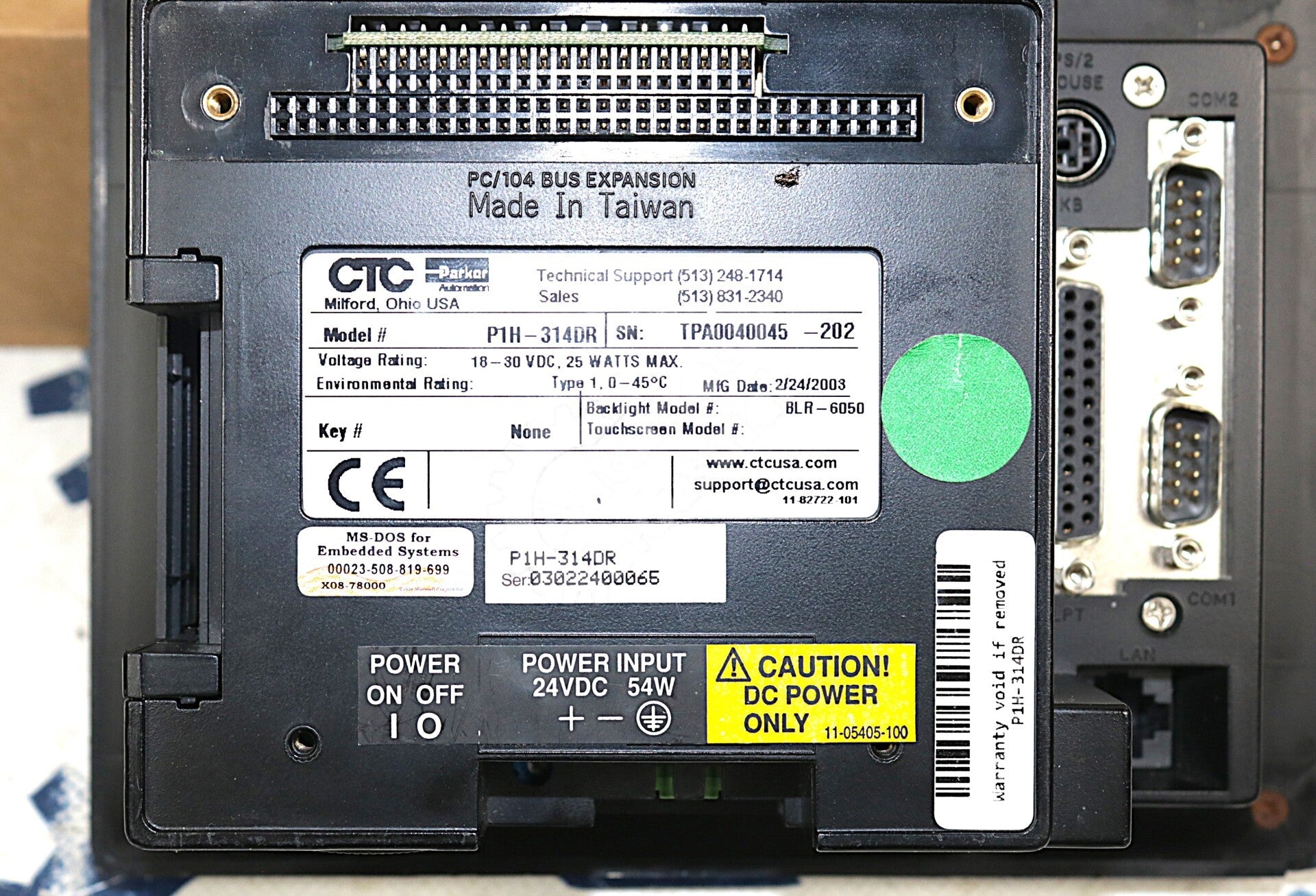P1H-314DR By CTC Parker Automation 18-30VDC Operator Touchscreen Interface Panel