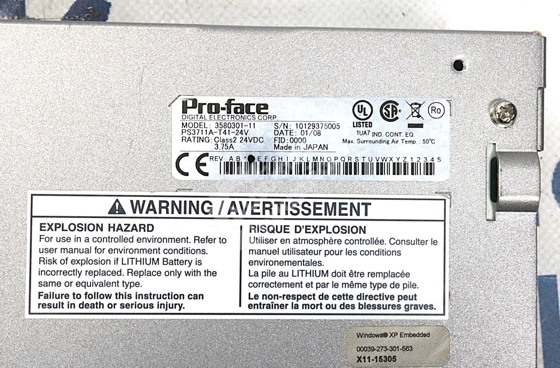 PS3711A-T41-24V By Proface Xycom 24VDC Operator Interface Touch Screen