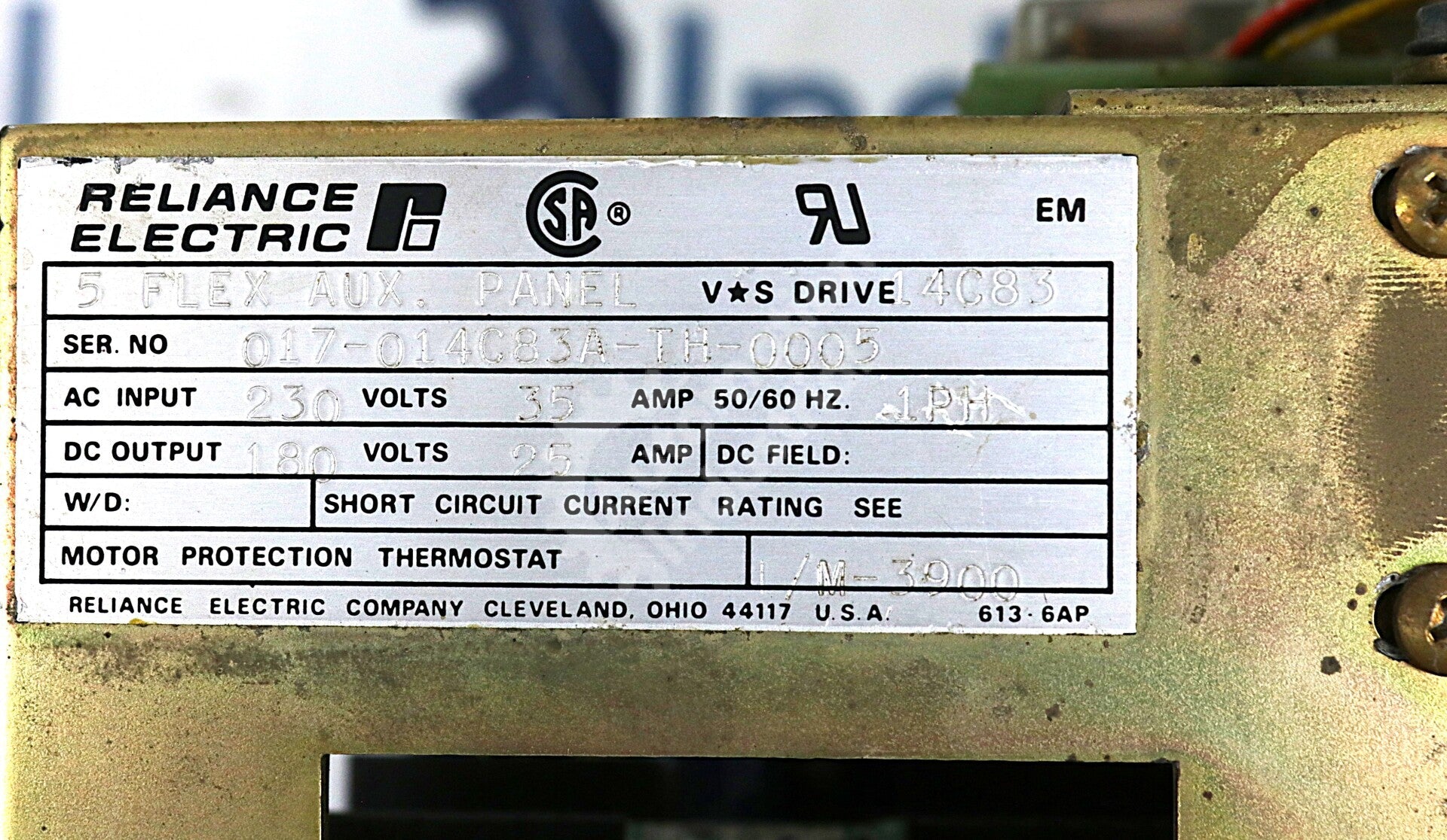 14C83 By Reliance Electric 5 Flex Aux Panel DC Drive