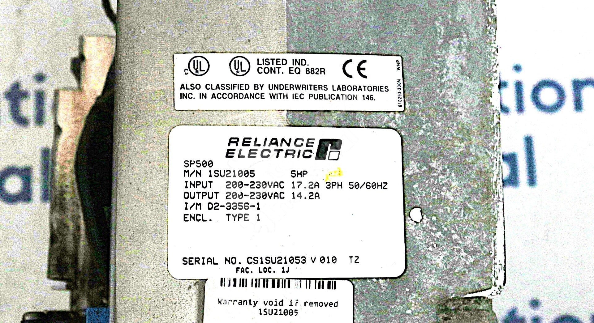 1SU21005 By Reliance Electric 200-230VAC 3 Phase Input AC Drive